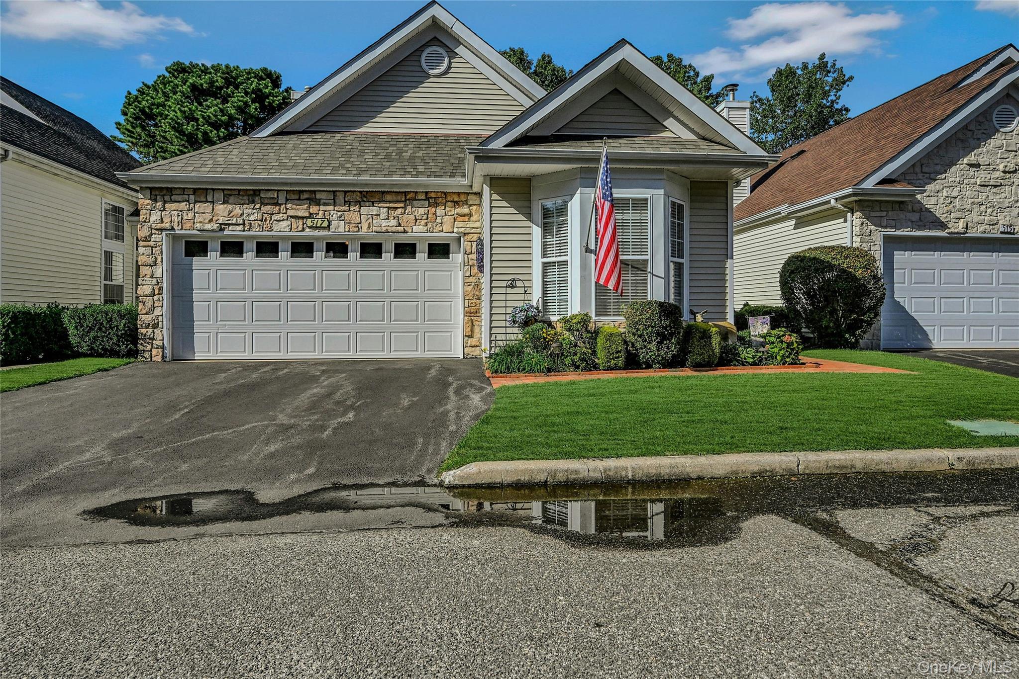 Beautiful Maidstone model in Ridge’s premier 55+ gated community—Leisure Glen. Mid-block location, neat, clean, and move-in ready. Features include a bright living room with vaulted ceilings and tall windows, spacious eat-in kitchen with sliders to covered porch, cozy den, and formal dining room. Primary en-suite offers two walk-in closets. Separate laundry room and oversized 2-car garage with pull-down attic. Enjoy a wrap-around paver patio with electric awning overlooking manicured gardens. Community amenities include a clubhouse, Olympic-sized pool, tennis, pickleball, bocce, fitness centers, art studio, billiards, auditorium, and numerous clubs and activities. Resort-style living in an active adult community. Don’t miss this one!