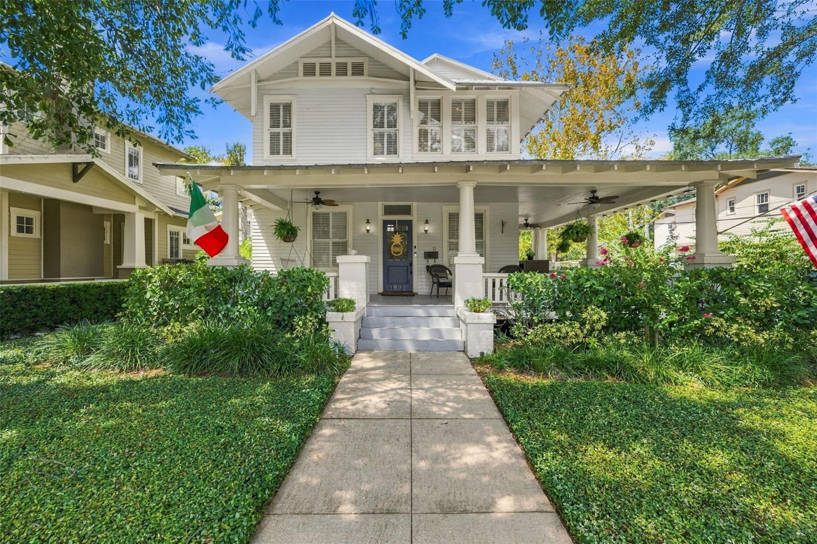 A timeless piece of Tampa history, this beautifully maintained 1925 Craftsman-influenced Southern bungalow offers the architecture, lifestyle and sense of place that make Historic Hyde Park so enduringly desirable.Set prominently on a corner lot along Hills Avenue, the home enjoys an exceptional location just a couple of blocks from Bayshore Boulevard, while sitting at higher elevation outside of a designated flood zone. Hills is a quiet residential street with very little pass-through traffic, yet Hyde Park Village, neighborhood schools and many of South Tampa’s favorite destinations remain remarkably close. If two of the greatest lifestyle draws of Hyde Park are Bayshore Boulevard and Hyde Park Village, this home sits beautifully between them.The expansive wraparound porch immediately sets the tone. More than an architectural detail, it becomes a true extension of the living space during Tampa’s mild fall, winter and spring months—ideal for morning coffee, al fresco dinners, or a free-flowing indoor/outdoor cocktail gathering.Inside, the home offers 3 bedrooms, 2.5 bathrooms, 2,378 heated square feet and 3,055 total square feet. Real hardwood floors, plantation shutters and abundant natural light complement generously scaled rooms. Separate living and family rooms provide valuable flexibility for modern family life, while the formal dining room can easily double as a dedicated work or study space. The living room features a substantial brick wood-burning fireplace, while the family room offers a second gas fireplace.The spacious kitchen is exceptionally well equipped with abundant cabinetry and prep space, granite countertops, a GE Monogram eight-burner gas range with center griddle, pot filler, wine refrigerator and stainless-steel appliances. Natural gas also serves the water heater and dryer, while a tankless hot water heater adds efficiency and convenience.Outdoor living is another defining feature. Beyond the wraparound porch, the private backyard feels like its own retreat with a resort-style pool and waterfall, lush tropical surroundings and expansive hardscaping for lounging, dining and entertaining.An oversized two-car garage, added in 2004 and accessed from the alley, is a rare luxury within a historic neighborhood and provides excellent parking and storage. The property may also offer compelling future expansion possibilities, whether enlarging the main residence or exploring additional living space associated with the garage, subject to applicable zoning, historic district and permitting requirements.Fresh exterior paint completed in 2026 further enhances the home’s beautifully preserved curb appeal.Just down the street, Front Porch Jazz has become a beloved local tradition. Gorrie Elementary and Wilson Middle School are both located within the neighborhood, while Plant High School is just a short bike ride or drive away.And during Tampa’s most celebrated season, few locations put you closer to the experience. Gasparilla’s parades, road races, art shows and music festivals transform the area into a multi-week celebration, and with Bayshore moments away, this is the kind of home that naturally becomes the gathering place for friends and family year after year.Downtown Tampa is approximately 9 min & Tampa Int'l Airport approximately 15 min away, offering an uncommon combination of historic charm, walkability, neighborhood intimacy and city convenience.