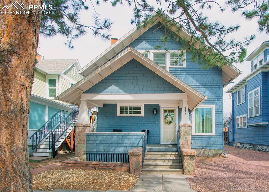 This centrally located Colorado Springs home offers exceptional flexibility with its mixed-use zoning—perfect for a variety of residential or business opportunities.Step inside to find warm hardwood floors and a welcoming great room filled with natural light, complete with custom built-ins that add both charm and functionality. The kitchen features granite countertops, stainless steel appliances, and custom cabinetry, seamlessly flowing into the dining area—ideal for everyday living and entertaining. A conveniently located powder bath sits just off the main living spaces for guests.The main level also includes a spacious bedroom with a fully updated adjoining bathroom, offering comfort and convenience for guests or main-level living.Outside, the generously sized backyard provides an excellent setting for entertaining, relaxing, or future customization.Upstairs, you’ll find two well-sized secondary bedrooms with hardwood floors, along with a spacious master bedroom that offers plenty of room to unwind. The nearby bathroom has been tastefully remodeled, and an additional flex space off one of the bedrooms works perfectly as a home office, reading nook, or extra storage.The basement provides ample storage, and the HVAC system has been updated to modern standards for year-round comfort throughout the home.Additional features include a detached one-car garage and a prime location just minutes from downtown Colorado Springs, Colorado College, and the Patty Jewett area.