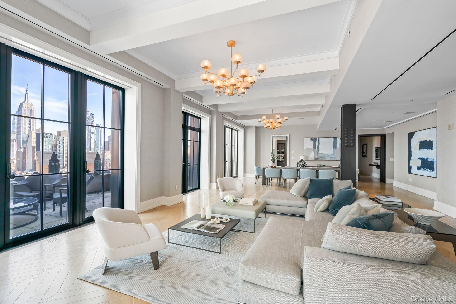 Spanning an entire floor of Ralph Walker's iconic masterpiece, this 6,738 sq. ft. residence offers breathtaking 360-degree skyline, harbor, and river views. The penthouse boasts five spacious bedrooms, five-and-a-half luxurious baths, three cozy wood-burning fireplaces, and a sprawling north-facing terrace ideal for entertaining and relaxation. The home is finished with radiant-heated French herringbone oak floors, elegant coffered ceilings, and custom millwork throughout. Walker Tower offers world-class amenities, including a 24-hour doorman, concierge services, a fitness center with a yoga room, a children’s playroom, and a landscaped roof deck with dining and lounge areas. Originally built in 1929 as a telephone building, this Art Deco landmark has been meticulously restored to combine historic charm with modern luxury. Located steps away from fine dining, museums, parks, and cultural landmarks, this extraordinary penthouse represents the pinnacle of sophisticated NYC living. Lease considered at $180,000 per month.
