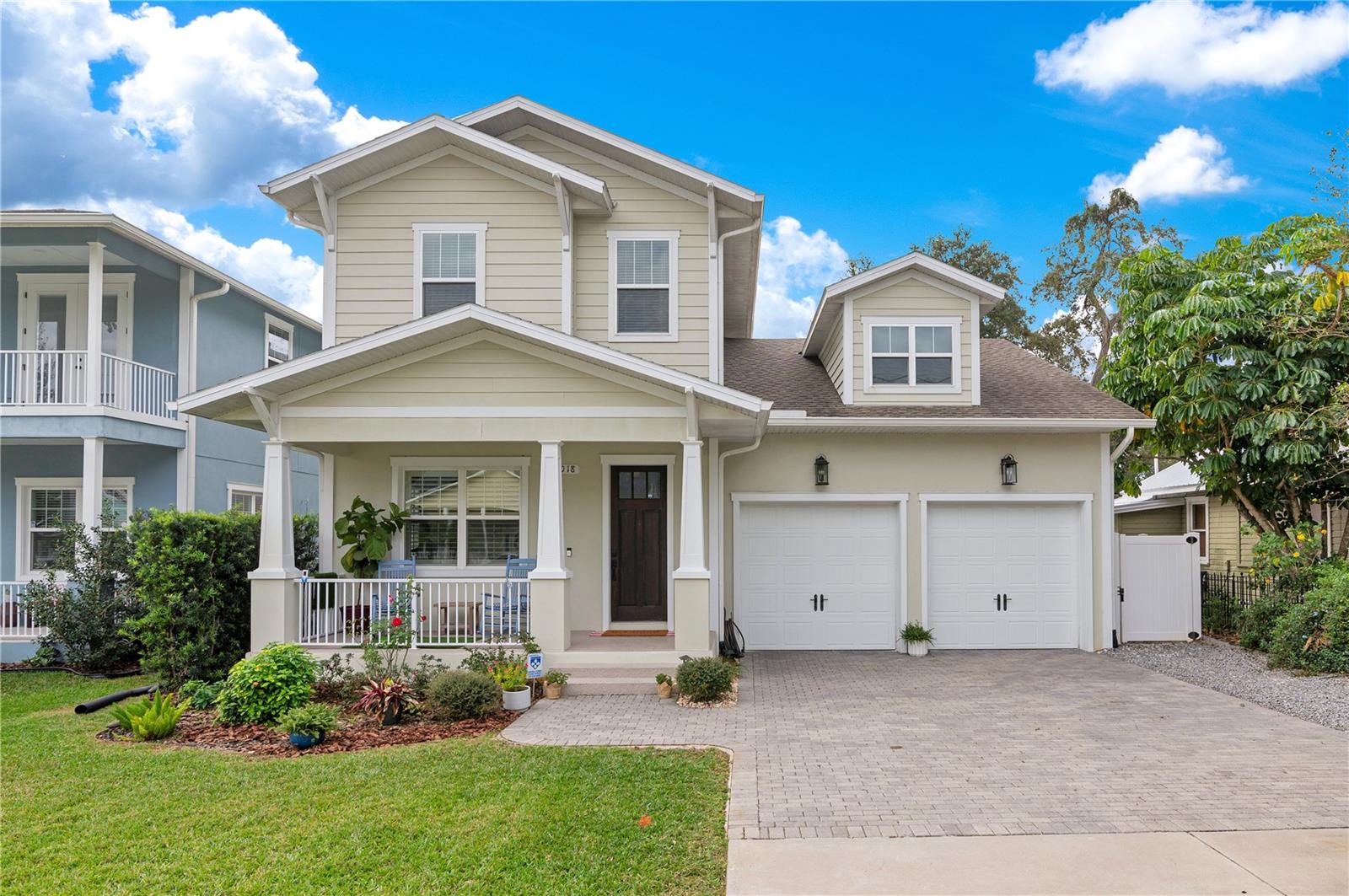 Under contract-accepting backup offers. Step into the charm and modern elegance of this thoughtfully designed 3-bedroom (+office), 2.5-bathroom, two-story home in the heart of Belle Isle. Being one of the few newer construction homes in the area, you're greeted with curb appeal from the moment you arrive, with an inviting front porch framed by beautifully manicured landscaping setting the tone for the quality and comfort that await inside. As you step through the front door, you’re welcomed by hand-scraped hickory wood floors that stretch across the main level, complementing the 10-foot ceilings that create an open and airy atmosphere. Historic-style wood details, including baseboards, door casings, and window surrounds, add timeless sophistication, making every corner of the home feel polished and inviting.  The heart of the home is the impeccably designed kitchen, where functionality meets style. Featuring Aristokraft cabinetry, sleek granite countertops, and a GE Café series stainless steel appliance suite, this space is as practical as it is beautiful. The closet pantry offers abundant storage, while the open flow into the breakfast nook and spacious living room ensures you're always part of the action, whether hosting friends or enjoying a quiet evening. The primary suite is a true sanctuary, boasting a coffered ceiling with crown molding for a touch of elegance. The walk-in closet provides ample storage, while the ensuite bath invites relaxation with its premium finishes and thoughtful design. Upstairs, the additional bedrooms are equally well-appointed, offering comfortable accommodations with large closets and easy access to the upstairs bathrooms. Step outside into your private backyard retreat. The expansive paver patio is perfect for al fresco dining or unwinding under the stars, surrounded by lush greenery. A charming side gate adds to the ambiance, offering a seamless blend of beauty and practicality in this outdoor haven. This home doesn’t just deliver beauty; it’s also built with efficiency in mind. MI insulated low-E argon-filled windows, R30 attic insulation, and foam-filled insulated block walls work together to keep your energy bills low and your comfort high. The 14 SEER Carrier A/C-heat pump with a digital thermostat ensures year-round climate control, while durable Hardie siding on door frames, window trim, and ceilings adds lasting protection against the elements. Zoned for Pershing K-8 and PRIORITY given to residents of Belle Isle for Cornerstone Charter! Situated just a block away from Randolph Street Public Boat Ramp, Florida boat days on Lake Conway are on your horizon! Whether you're relaxing on the charming front porch, entertaining in the open-concept living areas, or enjoying the thoughtfully designed outdoor space, this home promises a lifestyle of comfort, efficiency, and timeless elegance. Schedule your private showing today — this gem won’t last long!