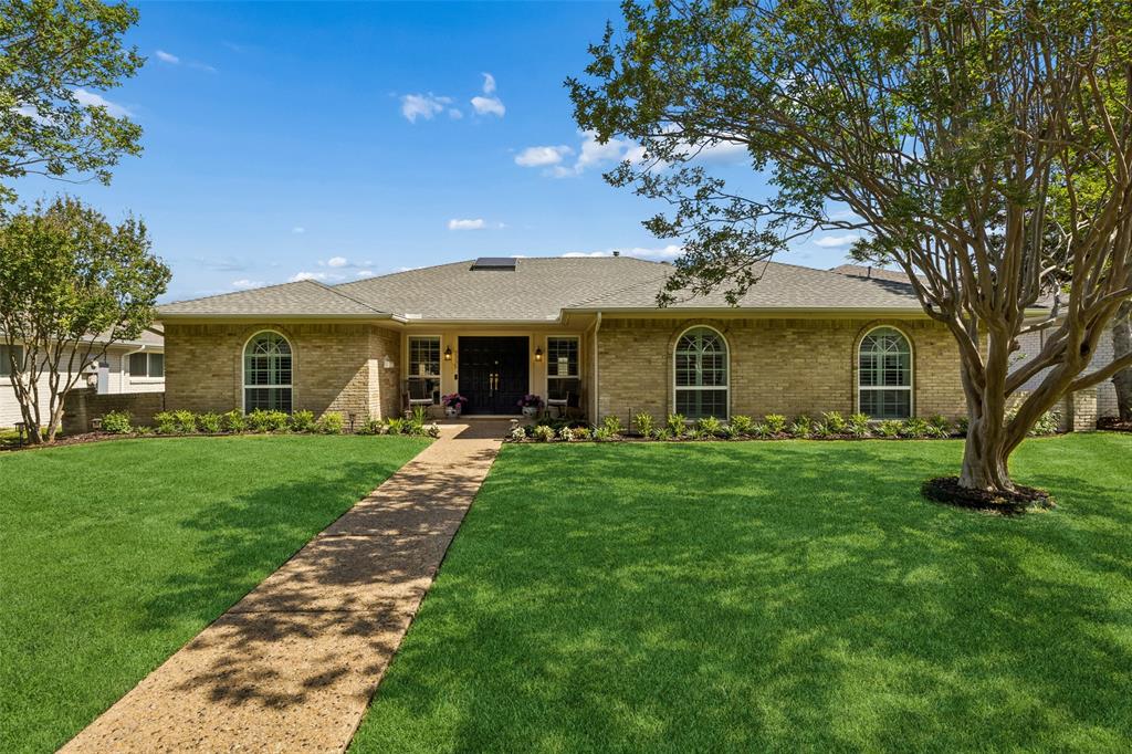 Located in the heart of Prestonwood and zoned to highly regarded Bowie Elementary, Parkhill Junior High, and Pearce High School, this one-story home offers the layout, updates, and outdoor living today’s buyers are looking for. With 4 bedrooms, 2.5 baths, 2 living areas, formal dining, breakfast area, and 2,754 square feet, the home provides generous everyday living space with an easy flow for entertaining.The kitchen features granite countertops, stainless appliances, gas cooktop, double ovens, abundant cabinetry, and a breakfast bar opening to the main living area. The spacious living room includes hardwood floors, a stone fireplace, tray ceiling detail, skylight, and views toward the backyard. A second living area offers flexibility for a game room, media space, playroom, or office.The primary suite includes French doors to the backyard, an extended closet, updated carpet, and a remodeled bath. Three additional bedrooms provide comfortable separation from the main living spaces.The backyard is a standout, with a pool, attached cedar pergola, stamped and stained concrete patio, updated fencing, and refreshed landscaping. The pool was replastered in 2017 with updated tile, stone edging, pumps, and filtration system. Attached 2-car alley garage.Major improvements include roof and skylights replaced in 2017, cast iron plumbing replaced with PVC with 2026 camera scope and hydrostatic test on file, new Lennox 18 SEER 5-ton variable HVAC system with approximately 90% of ductwork replaced in 2023, new Bradford White water heater in 2023, updated attic insulation, interior paint, remodeled primary bath, updated toilets, newer pool equipment, sprinkler repairs, fence staining, and extensive garden refreshes. Over $156,000 in documented improvements. A rare opportunity to own a well-maintained, move-in ready Prestonwood home with a pool, strong schools, and meaningful big-ticket updates already completed.