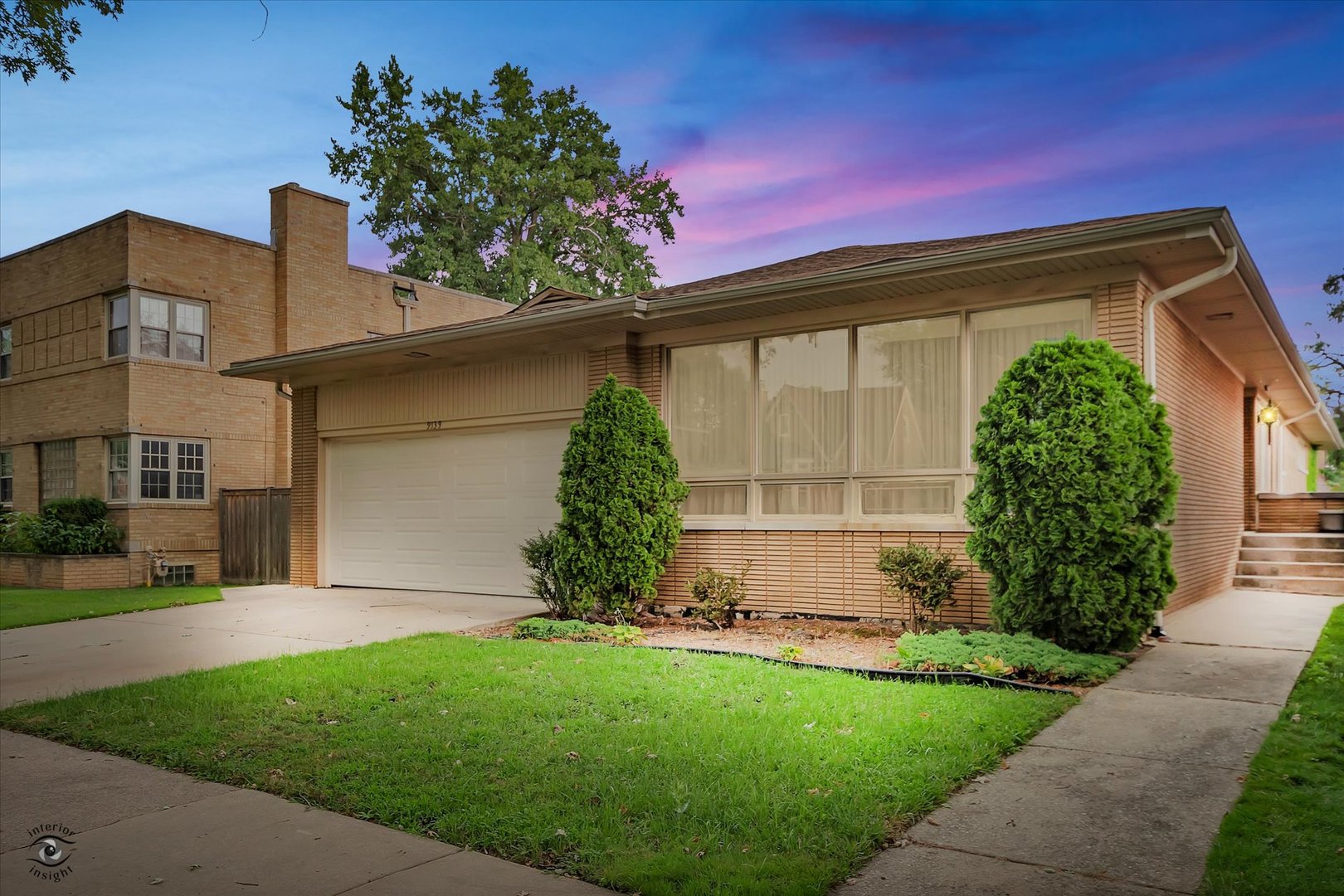 This Mid-Century Modern brick ranch home is located in the highly sought-after  Beverly Neighborhood, boasting an impressive 5 bedrooms and 4.1 baths. The elegant double-door entry features a marble-look tile, leading into a spacious living room adorned with a crystal chandelier and a wall of windows that flood the space with natural light. The formal dining room also includes a wall of windows, offering a bright and airy atmosphere. The eat-in kitchen is perfect for casual dining. The master suite includes a luxurious master bath with a marble vanity, tub and walk in shower with built-in seating. This home is enhanced by hardwood floors and carpeting throughout. The main level includes a cozy family room with built-in cabinets, shelves, and a bar, ideal for entertaining. A sunroom on the main level provides additional living space, while the basement is home to a large recreation room with a wet bar, a 5th bedroom, a 3/4 bath, a storage room, and a laundry room with a double porcelain sink. The home is equipped with a pull-down staircase to a fully floored attic that provides ample storage space and easy access to walk around. This residence offers both style and function, making it the perfect family home. Walking distance to top rated public school and Blue Ribbon private school, Metra, Parks, restaurants & shopping.