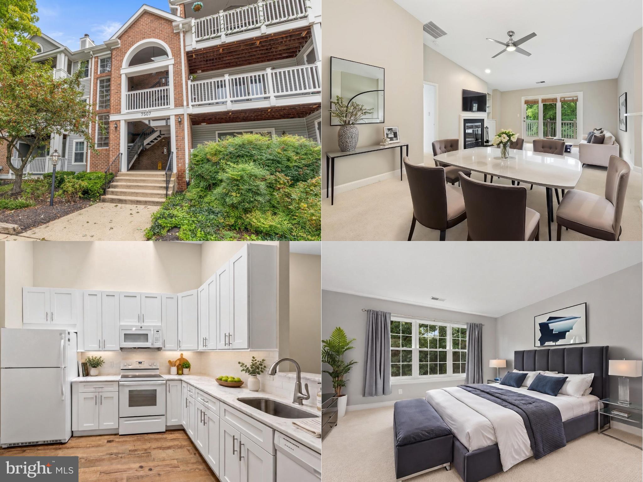 RARE TOP-FLOOR CONDO WITH VAULTED CEILINGS AND PEACEFUL WOODED VIEWS IN KINGSTOWNE! Seller is offering up to $5,000 toward buyer closing costs or an interest-rate buydown with an acceptable offer, subject to lender guidelines.Welcome to 7507 Ashby Lane #M, a spacious 2-bedroom, 2-bath condo offering approximately 1,180 square feet, abundant natural light, vaulted ceilings, skylights, and a private balcony overlooking the trees.The open-concept living and dining areas feature soaring ceilings and a cozy fireplace, creating a bright and inviting space for everyday living and entertaining. The kitchen offers stainless steel appliances, ample cabinetry, and plenty of workspace.The thoughtfully designed floor plan separates the two bedrooms for added privacy. The spacious primary suite includes a private bath and generous closet space, while the second bedroom and full bath are ideal for guests, a home office, or additional living space.Major updates offer added peace of mind, including energy-efficient windows in 2024, HVAC in 2020, hot water heater in 2025, and a new roof and skylights in 2026.Enjoy all that the Kingstowne lifestyle has to offer, with convenient access to shopping, dining, recreation, Metro, major commuter routes, Old Town Alexandria, Washington, DC, and more.With its top-floor location, vaulted ceilings, wooded views, spacious layout, and valuable seller incentive, this is a wonderful opportunity to make Kingstowne your home.