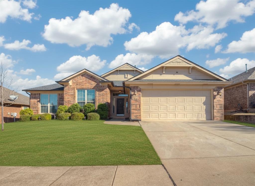 Welcome home to this beautiful 4-bedroom, 2-bath residence designed for both comfortable everyday living & effortless entertaining. With two spacious living areas plus a versatile flex room, this home offers exceptional flexibility for large families & a variety of lifestyles. The flex room, featuring elegant French glass doors & convenient access to the kitchen, is perfect for a formal dining room, home office, or playroom. The main living room impresses with its generous size, high ceilings, & expansive windows that frame peaceful greenbelt views. The second living room is warm & inviting, open to the kitchen & anchored by a grand fireplace that serves as the focal point of the space. Wood laminate flooring & abundant windows create a cozy yet open atmosphere. The chef’s kitchen is spacious & thoughtfully designed with abundant cabinetry & counter space, glass-front cabinet doors, upgraded pull-out storage drawers, striking granite countertops, a center island, & built-in stainless steel appliances. The refrigerator conveys, making this kitchen move-in ready. Washer & Dryer stay as well. The primary suite is a relaxing retreat with a large, open layout & a beautiful arched ceiling. The spa-like primary bathroom features double vanities, a deep soaking tub, & a walk-in shower, along with a generously sized walk-in closet. Three additional bedrooms are spacious with nicely sized closets & share a full bathroom with double vanities, ideal for family or guests. Step outside to the huge covered back patio, an exceptional space for relaxing, entertaining, or enjoying quiet evenings overlooking the private greenbelt behind the home. The setting offers both privacy & scenic views. Located in a neighborhood known for its strong community feel, residents enjoy playgrounds, walking trails, a splash pad, soccer field, & a stocked fishing pond. Conveniently situated close to the OU campus, this home combines space, comfort, & lifestyle in an unbeatable location.