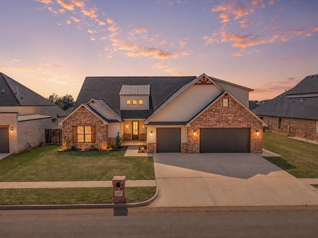 Elegance meets everyday comfort in this exquisite 4-bedroom home, where high-end finishes and meticulous craftsmanship define every detail. Fresh landscaping will be added prior to close.Located in a highly desirable community, this home showcases elegant white oak wood floors and a built-in irrigation system for easy lawn care. The open-concept layout connects the expansive living space to a gourmet kitchen featuring Frigidaire Pro Series appliances, a spacious walk-in butler's pantry, and a grand center island perfect for gathering.A separate pocket office with custom built-ins and a generous mudroom offer exceptional organization, while upstairs, a dedicated media room with an additional bath provides endless entertainment options. Outside, enjoy a charming front porch and covered patio year-round, plus an oversized 3-car garage for ample parking and storage.This home is the perfect fusion of sophistication and comfort — schedule your showing today!Landscaping will be freshened up and/or added prior to closing.