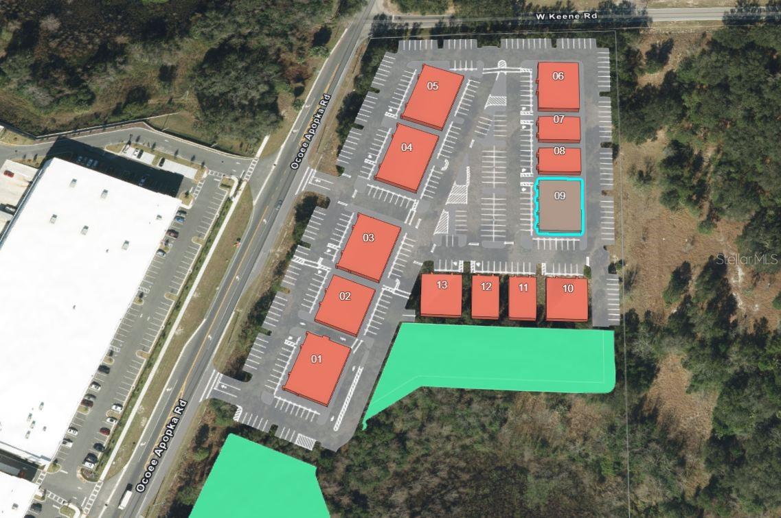 Under contract-accepting backup offers. Under Construction. Building #09 is available for purchase at Lake Carter Exchange, a distinguished mixed-use development in Apopka’s East Shore at the intersection of Ocoee-Apopka Road and W Keene Road. This dark gray shell building is ideal for medical or professional offices, with potential for retail use based on buyer needs. The shell delivery offers full flexibility for custom interior design with two front entrances supporting up to two unique suites. The development is strategically located less than one mile from Advent Health’s seven-story, 120-bed hospital and opposite a new Publix Supermarket development. Situated in the vibrant East Shore trade area, which includes 5,000 planned residences and an average household income above $100k, this Class A property is perfectly positioned for businesses targeting growth in Central Florida’s second-fastest-growing city. Contact us for pricing details/incentives and to schedule a tour of this exceptional commercial opportunity.