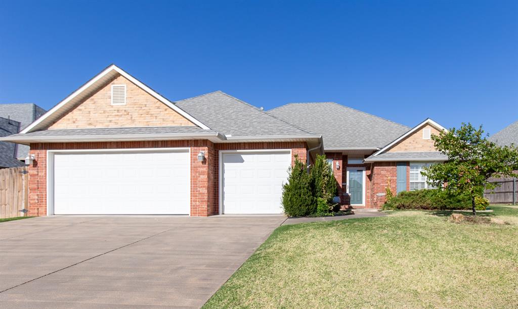 Welcome home to beautiful Rockport! Located in Moore Schools with winding streets, paved sidewalks throughout, and nostalgic street lamps tells you you've found the perfect place to call home. Inside you'll find classic wood flooring in the living room with gas log fireplace ready for the fall that is sure to come someday right? Your kitchen is well appointed with premium granite counters, custom cabinetry, double ovens, microwave, stainless steel appliances, and the ultimate chef's gas cook top.  Your master suite retreat includes double marble vanity, loads of storage, large jetted soaking tub, separate walk-in shower, and the master closet of your dreams!  Secondary bedrooms have convenient access to full hall bath with custom vanity and tub/shower combo.  Other amenities include underground sprinkler system, garage door lifts, security system, and inground storm shelter.  Your backyard oasis awaits with generous covered patio, mature trees, privacy fenced yard, and the most adorable outdoor storage shed to keep your 3 car garage clutter free.  With the elementary school in walking distance and just 2 minutes to I44 and shopping, you've got an easy commute to anywhere!  Put this one first and end your search!