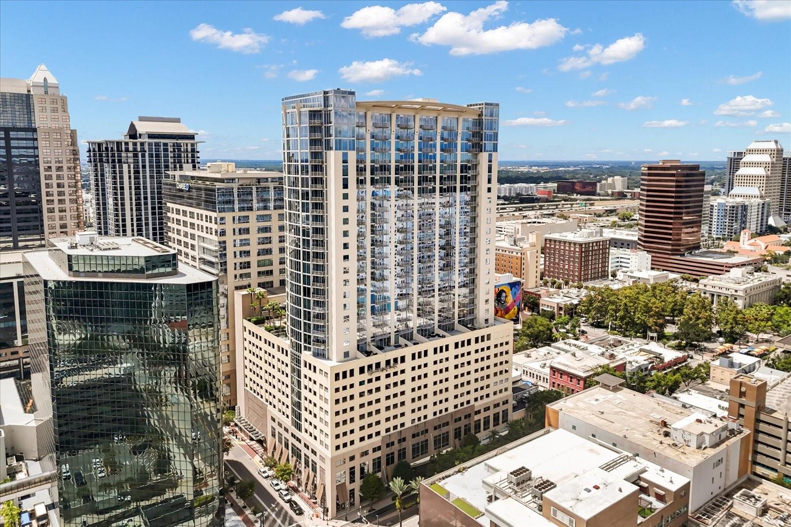 Gorgeous 1/1 Unit in SOLAIRE AT THE PLAZA on the 10th floor. This is a RARE unit with oversized patio/balcony withapproximately 750 sq. ft. Priceless outdoor space for condo living! Stunning downtown skyline views with beautifulglimpses of Lake Eola. Perfect for entertaining guests and enjoying an urban outdoor Florida lifestyle. One of the bestlocations in downtown Orlando located in The Plaza with limitless restaurants and shopping! Steps to the Dr. PhillipsCenter for the Performing Arts. Unlimited options for entertainment at your fingertips. This unit boasts an open planwith tons of natural light, floor to ceiling glass windows and high ceilings. Heavy duty sliding glass doors lead out to the21' x 34' outdoor open patio. The kitchen includes stainless steel appliances, tons of counter space, and an abundanceof cabinets for storage. There is also a little nook area for an office or to throw all your mail. There is a separateLaundry closet just off the kitchen as well. The bedroom, bathroom, and walk in closet are nice and spacious. This unitoffers an urban lifestyle with a premium location on the same floor as the resort style pool, patio grill area, fitness roomand media/meeting room. The Solaire offers 24 hour security and this unit includes 1 ASSIGNED PARKING SPACE.Amazing location surrounded by all the best downtown has to offer with night life, restaurants, shops and a Publixgrocery store just outside the doors.