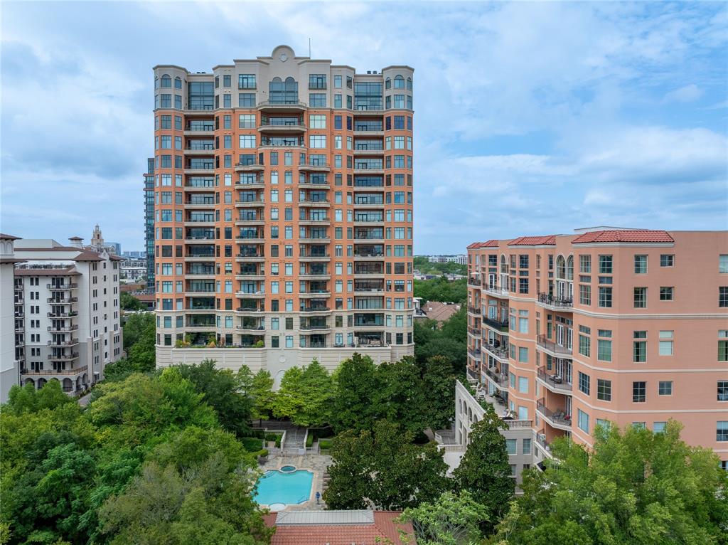 An outstanding value in one of the best addresses in the Turtle Creek corridor, this 2 bedroom, 2.5 bath corner residence is located on the northwest side of the building.  Enter a foyer that leads to a high ceilinged and beautifully proportioned living room.  This elegant room with its wall of windows and art covered walls has the ambiance of a sophisticated European “salon”.  There is a spacious kitchen featuring a central island and stainless-steel appliances, including a Subzero refrigerator-freezer.  A separate utility room provides additional storage space.  The primary suite has exposures on two sides.  Its elegance may remind you of a suite found in a luxurious, old-world hotel!  The primary bath is, actually, two connected baths, each with their own vanity and water closet with a shared shower and a soaking tub.  The closet has two entrances, one from each side of the bath and it features ample hanging space plus a plethora of built-in storage and cabinetry.  The second bedroom is a private suite with lovely northern exposures and an ensuite bath and walk-in closet.  A private balcony is accessed from the living room and the primary bedroom.  Owners at 2828 enjoy the property’s estate-like grounds and Mediterranean style pool.  There is an impressive gym and a garden pavilion designed for large-scale entertaining.  Valet parking and a 24-7 doorman and security services make the property thoroughly “turn key”.  Located in what’s referred to as “Mansion Park” because it’s home to the 5-star Mansion on Turtle Creek Hotel, 2828 Hood offers a luxurious and unique lock and leave retreat in one of the most beautiful neighborhoods in Dallas.