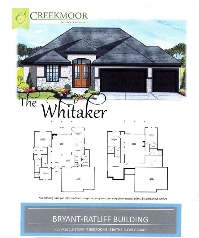 The popular "Whitaker" floor plan backing to Creekmoor Golf Course offers a great floor plan with 4 bedrooms 4 baths plus great room on main floor and family room in the lower level.
