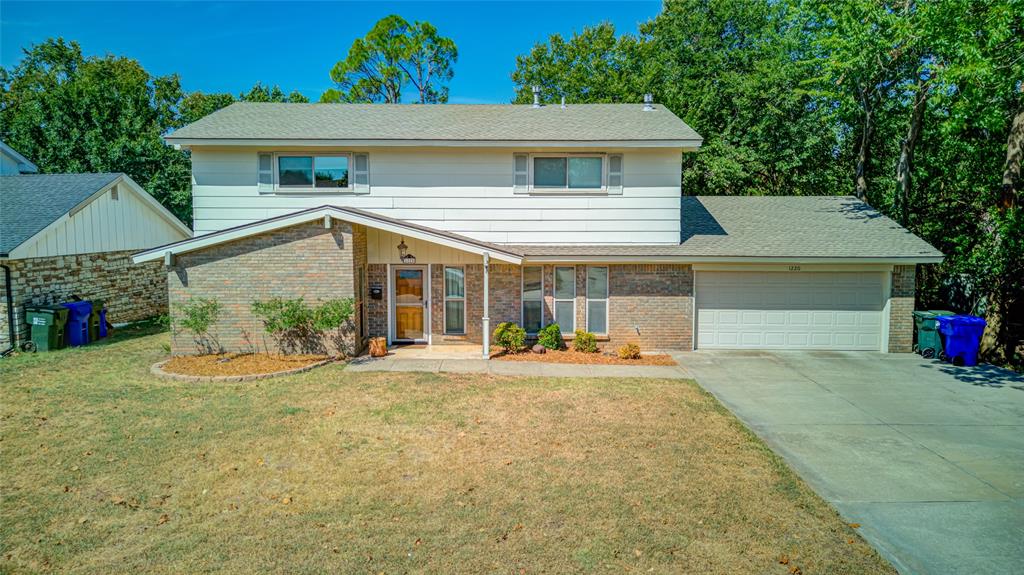 Located just north of Boyd in an established campus  neighboorhood.  Walk to stadium in minutes, bike downtown or campus corner.  Enjoy 4 oversized  bedrooms and multiple living and study areas offering privacy and flexiblity.  Kitchen remodel with granite and custom cabinets.  Large living areas allows for so many options from study space to work out space to library space. The possibilites are extensive! Bathrooms renovated and updated as well as windows and doors.  New carpet upstairs and wood plank flooring downstairs.   Backyard offers mature trees, new privacy fence and covered patio to enjoy fall entertaining. Large storm shelter in garage.  Both HVAC were replaced in 2022. This location is convenient and walkable to shopping, dining, parks & entertainment all nestled in an established campus neighboorhood. Don't miss this one!