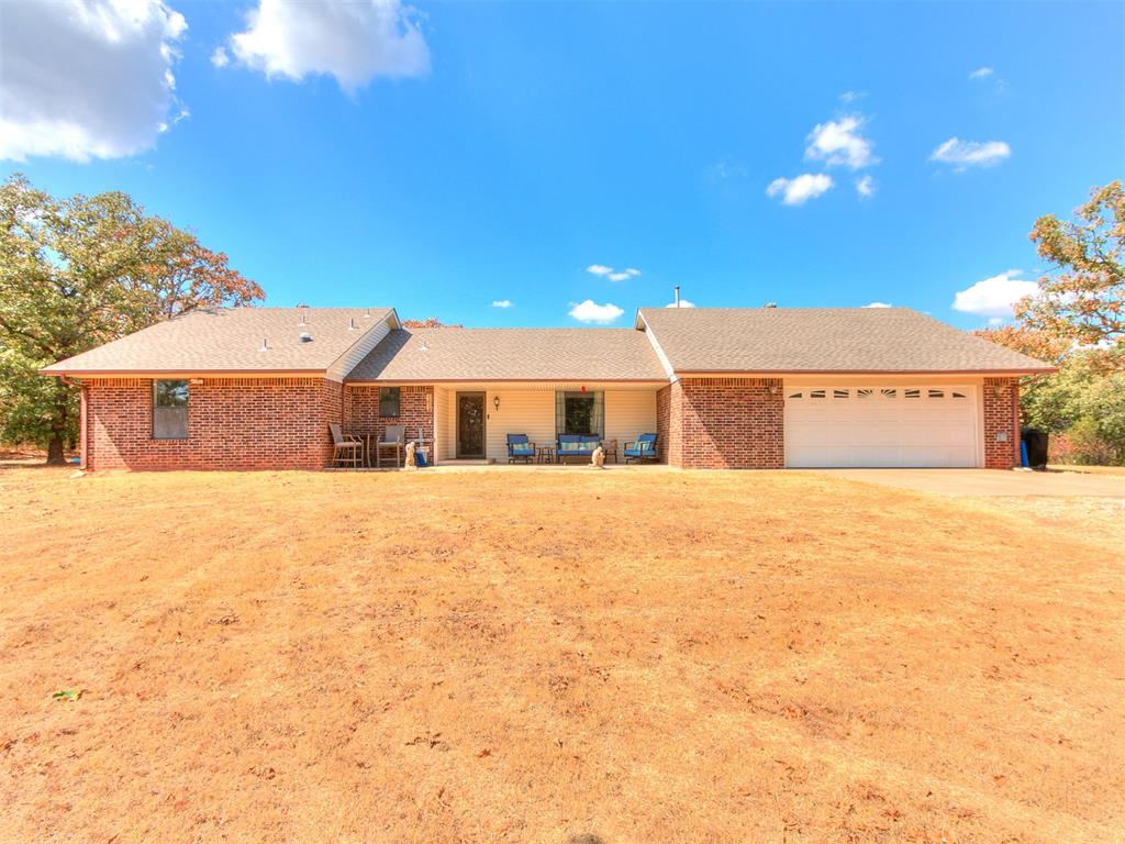 Escape the hustle without giving up the convenience of Norman! Tucked away in a peaceful 10-acre wooded setting, this 3-bedroom, 2-bathroom home offers approximately 1,622 square feet with the space, privacy and country lifestyle that are hard to find in town. Mature trees surround the property, creating a private retreat with active wildlife and plenty of room to enjoy the outdoors. A pond with a dock adds even more character to this beautiful acreage. Inside, the home features a spacious living area with a vaulted ceiling and exposed beam, a functional kitchen with abundant cabinetry and counter space, and four bedrooms offering flexibility for family, guests, a home office or hobby space. The primary bedroom provides a comfortable retreat, while the practical floor plan makes everyday living easy. A brand-new A/C and furnace provide an important recent update. Outside, enjoy quiet mornings and evenings from the covered patio while taking in the wooded surroundings and local wildlife. The property also features lean-tos with water and electricity already run to them, adding functionality for animals, equipment, storage or other acreage needs. The property may also have the potential to qualify for an agricultural exemption, subject to applicable county requirements and approval. With a brick exterior, attached 2-car garage, pond, mature trees and 10 acres to spread out, this property offers an incredible opportunity for those seeking acreage in Norman. Enjoy the privacy and freedom of country living while still being within easy reach of Norman shopping, dining, schools and amenities!