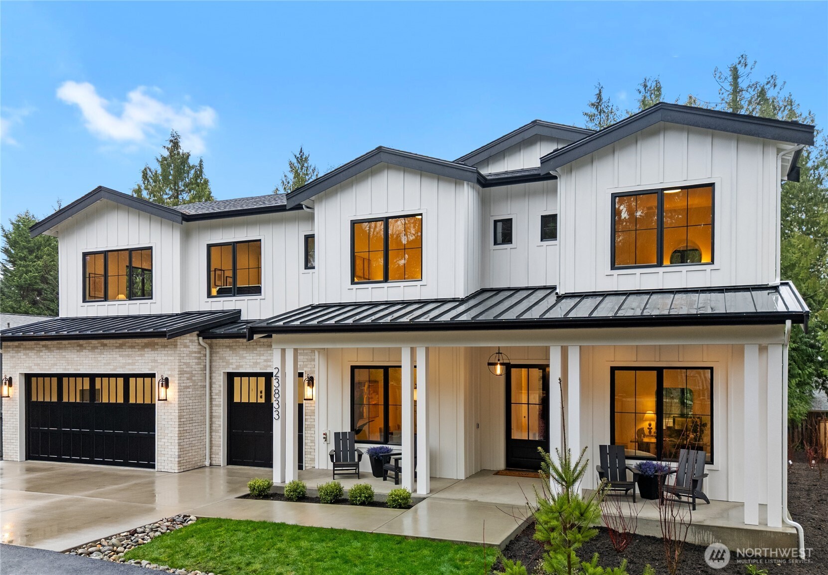 Situated at the end of an extended driveway, this newly built Apex Homes residence showcases exceptional craftsmanship, comfort & design. A striking portico, architectural beams & curated Pacific Northwest landscaping create an inviting arrival. Inside, the expansive great room features 20 foot ceilings & a dramatic floor to ceiling Italian tile fireplace as its bold centerpiece. Custom artistic walls, contemporary lighting & thoughtfully placed windows define warm, functional spaces for everyday living & entertaining. A generous 200 square foot primary closet & seamless indoor outdoor connection further elevates the experience. This luxury home must be seen in person to fully appreciate its beauty, comfort & superior construction.