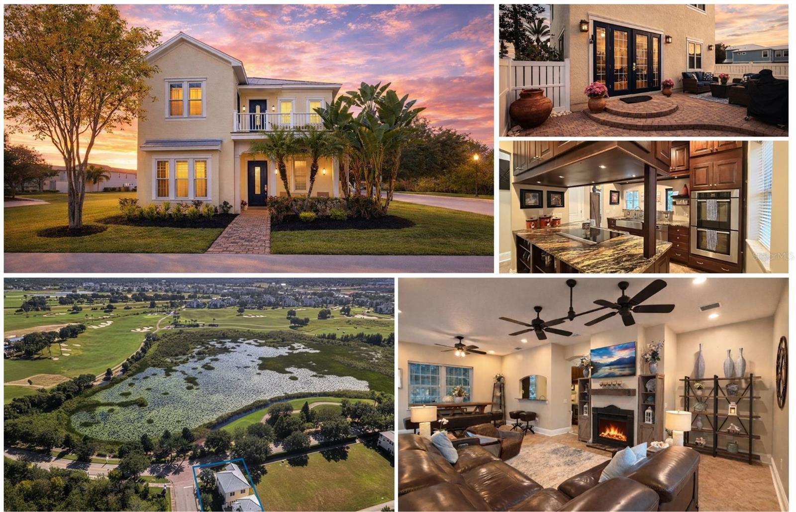 One or more photo(s) has been virtually staged. You May Ask What Makes This Home So Special—And The Answer Lies In Its Exceptional Custom Construction, Superior Materials, And Thoughtful Focus On Quality And Energy Efficiency. The Home Is Now Being Offered FULLY FURNISHED With Reasonable Offer Considering The Quality Construction And Golf Course View.  This Home Was Meticulously Designed Using ICF Solid Concrete Walls With Rebar From The Slab To The Roof Trusses, Not Wood Framing On The Second Floor Like Most Homes And Finished With A Durable Stucco Exterior (Not Siding With Wood Framing). The Home Is Topped With A Heavy-Duty 24-Gauge Standing-Seam Galvalume Roof With No Exposed Fasteners, Complemented By Hurricane Safety Ties And R-40 Open-Cell Foam Attic Insulation. Pella Double-Hung, Double-Pane Low-E Argon Windows, Along With VERSATEX Trim On All Doors, Window Soffits, And Fascia, Provide Long-Lasting Performance And Low Maintenance. Comfort And Efficiency Are Enhanced By Three High-Efficiency Trane XL15i Air-Conditioning Systems Featuring Cleaneffects Electronic Filtration And A State-Of-The-Art ERV (Energy Recovery Ventilation) System. Additional Upgrades Include Two Tankless Water Heaters, A Napoleon Gas Fireplace, And An Underground LP Gas Tank. The Kitchen Is Truly Unique, Offering A Non-Galley Layout With A Kohler Farmhouse Sink With A Dedicated Hot-Water System, Sedna Granite Countertops, And Custom Cabinetry. High-End Bosch 800 Series Appliances Include A Double Oven, 36-Inch Cooktop With Downdraft Vent, Microwave, Dishwasher, And Refrigerator. Upstairs Construction Features ¾-Inch Tongue-And-Groove Subflooring With R-19 Sound-Deadening Insulation, Finished With Teragren VGN Bamboo Flooring. The Home Offers Four Bedrooms Plus A Spacious Fifth-Bedroom In-Law Suite Above The Garage, Complete With A Full Kitchen And Private Bath—Ideal For Multigenerational Living Or Guests. Situated On An Oversized Pie-Shaped Corner Lot, The Property Showcases Postcard-Perfect Views Overlooking The Arnold Palmer Signature Golf Course And Tranquil Reflecting Pond, Creating A Truly Exceptional Setting For This One-Of-A-Kind Home. Reunion Resort Is Only 10 Minutes From Walt Disney World, With Plenty Of Restaurants, Shopping, And Orlando Airport Just 25 Min Away. The Resort Is Zoned For Short-Term Rentals And Has Plenty To Do To Keep The Family Entertained, Which Includes 6 Resort Swimming Pools And Spas, A Fitness Room, Parks, Playgrounds, And Even A Dog Park.