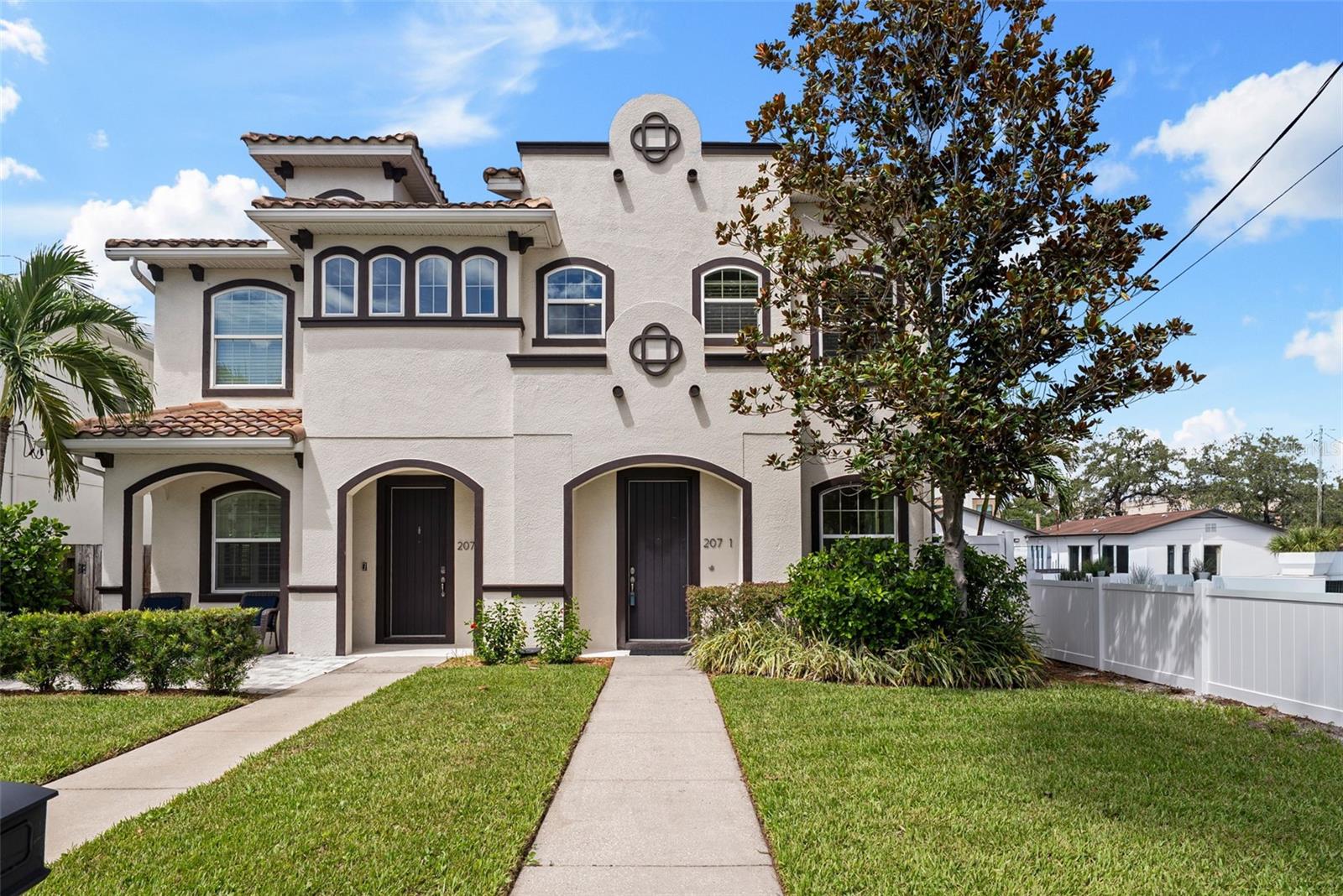 Virtually Staged. This spacious South Tampa townhome combines modern comfort with an unbeatable location—just steps from neighborhood shops, Publix, and some of the area’s bestdining. Located in Flood Zone X, the property does not require flood insurance, offering added peace of mind in one of Tampa’s most desirable neighborhoods. Built in 2014,this 3-bedroom, 2.5 bath home features a spacious 2 car garage with alley access that leads to a private, fenced courtyard and a charming, covered porch.The home offers two convenient entry points: a welcoming front entrance on Moody Ave that opens into a dedicated foyer, and a second entrance through the French doorslocated in the rear courtyard, providing easy access from the garage.Inside, you’ll find a bright, open concept layout with French door entry, fresh interior paint, and brand new engineered wood flooring on the first level. The large kitchen offers agenerous island perfect for entertaining, along with a dedicated office/den that provides valuable flex space. Upstairs, all bedrooms are thoughtfully arranged, including aserene primary suite with an ensuite bath and walk in closet. Recent upgrades include new carpet (2026), a new A/C unit (2021), New vinyl fencing (2026).As a paired townhome, you’ll enjoy the freedom of no HOA fees while being zoned for top rated public schools and minutes from Downtown Tampa, the Riverwalk, TampaGeneral Hospital, and Hyde Park Village. This is South Tampa living at its best—move in ready and perfectly situated.Schedule your showing today!