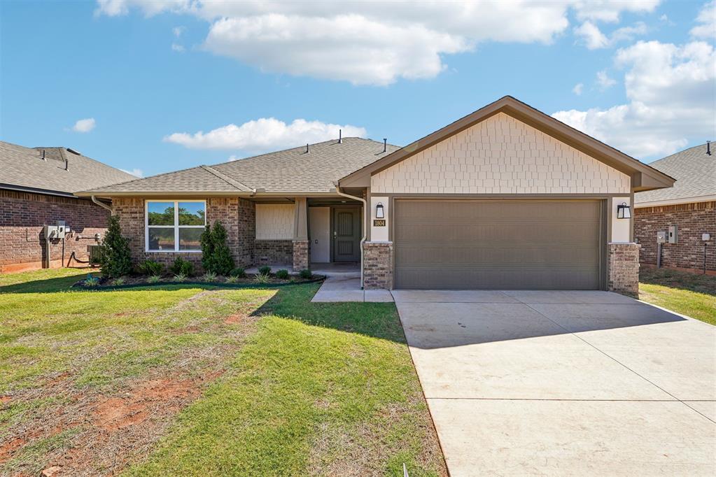 Beautifully designed, energy efficient new construction located in the highly desired Moore School District. This thoughtfully laid out home offers modern living with a focus on both style and long term quality. Built by a builder known for superior structural integrity and energy efficiency, this home prioritizes what is behind the walls just as much as what you see, providing comfort, durability, and lower utility costs. The open concept living, dining, and kitchen area creates a bright and inviting space perfect for everyday living and entertaining. The kitchen features modern finishes, on-trend colors, and a gorgeous window over the sink that overlooks the backyard, filling the space with natural light. The split bedroom design provides privacy, with a spacious primary suite featuring an ensuite bath and walk-in closet, while secondary bedrooms are conveniently located near a full bath. A covered patio extends the living space outdoors, ideal for relaxing or hosting guests. Additional highlights include a two car garage, functional utility room, and an efficient floor plan that maximizes both space and flow. From its contemporary design to its quality construction, this home delivers the perfect blend of modern style and dependable craftsmanship. Do not miss your opportunity to own a beautifully built home in one of the area’s most sought after school districts. Schedule your showing today!