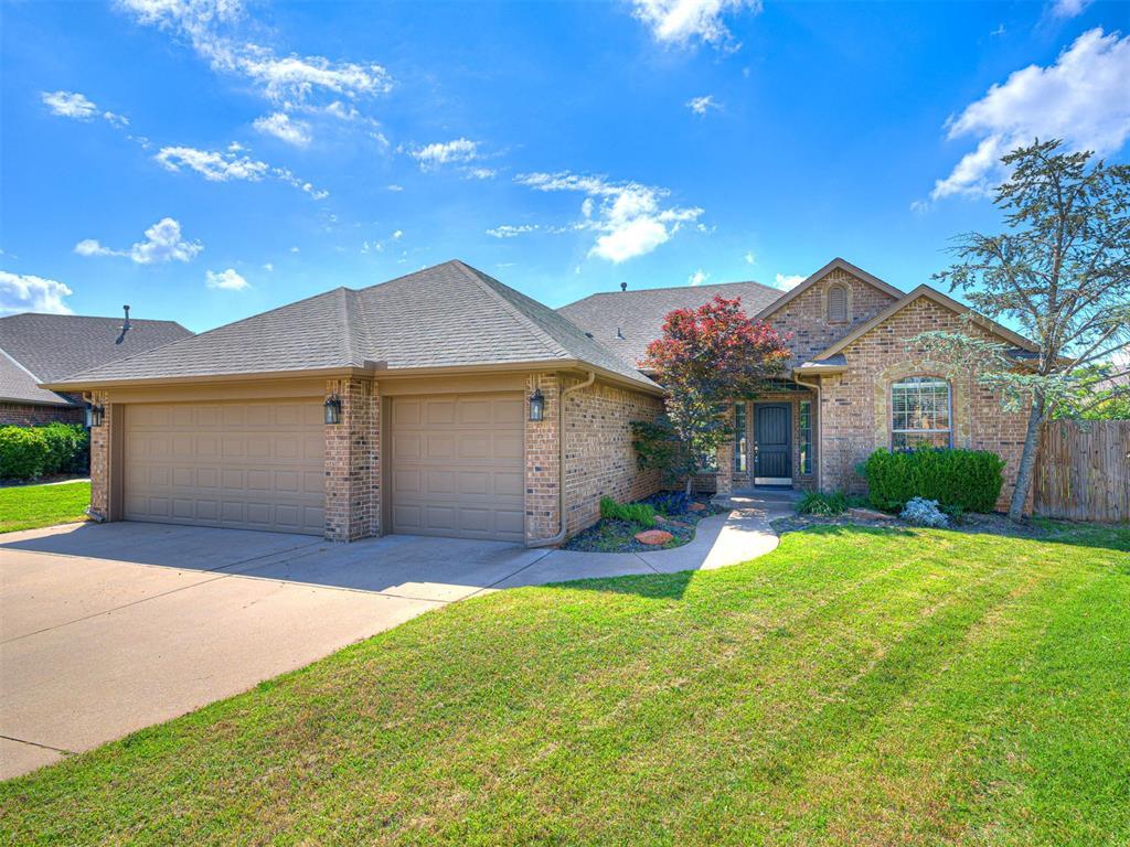 This beautiful Edmond home offers three bedrooms plus a dedicated study, combining style and functionality. The living area features contemporary light colored laminate wood flooring, while an additional flexible space can serve as either a formal dining room or an oversized second living area. The kitchen is designed with granite countertops, stainless steel appliances, a pantry, and an open concept layout perfect for entertaining. A separate study connects to the primary suite through a spacious walk in closet, leading to a luxurious en suite bath with a separate shower, oversized soaking tub, dual sinks, and another generous walk-in closet. The two additional bedrooms are well sized and connected by a convenient Jack and Jill bathroom. Additional highlights include a large laundry area, a sprinkler system, and a sought after third car garage. Outdoor living is a breeze with a covered patio, fully fenced backyard, and a spacious side yard. Schedule your private showing today!