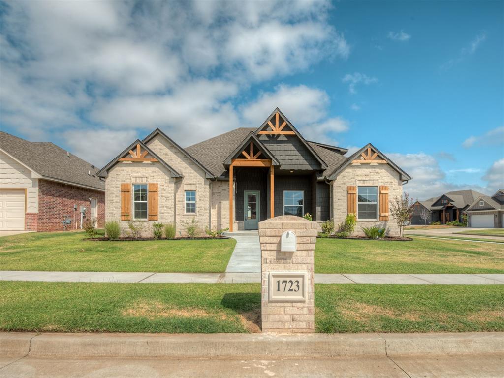 Located in the desirable Cedar Lane neighborhood just two miles from the University of Oklahoma campus, this stunning new construction home offers the perfect blend of style, space, and flexibility. Situated on a premium corner lot, the home features a side-load three-car garage that adds both convenience and impressive curb appeal. Inside, the spacious vaulted living room is filled with natural light, creating an open and welcoming atmosphere that feels both elegant and comfortable. The kitchen is beautifully designed with custom cabinetry, quartz countertops, and stainless steel built-in appliances, along with a generous walk-in pantry that provides plenty of storage and functionality.The private primary suite is thoughtfully designed as a relaxing retreat, featuring a large walk-in shower with a rainhead, a freestanding tub, quartz countertops, and a spacious walk-in closet. Just off the entry, a versatile flex space offers the perfect option for a home office, guest bedroom, or hobby room. Two additional bedrooms are also located on the main level, making the layout both practical and family-friendly.Upstairs, you’ll find even more usable space, including a built-in office nook with a desk, a large bonus room perfect for a game room or media space, and a full bathroom. The oversized back patio provides plenty of room for entertaining or simply relaxing outdoors.