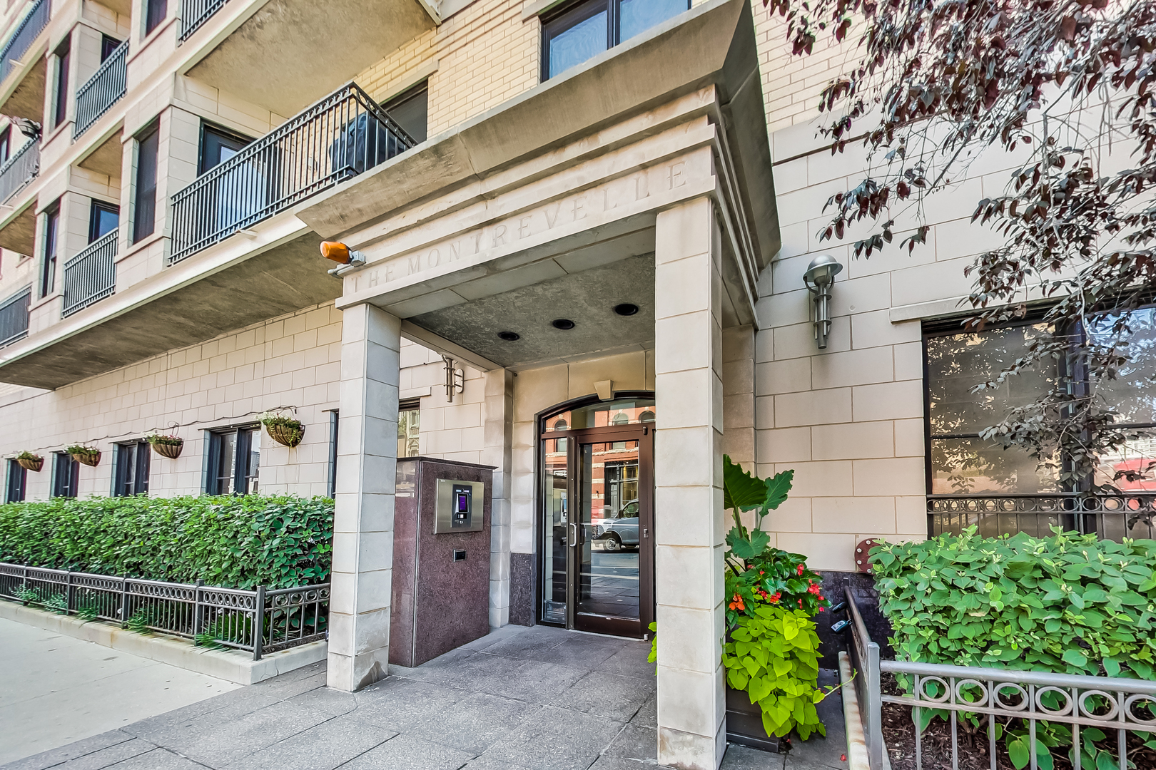 Fantastic, spacious Montrevelle condo in the heart of the Fulton River District offering 3 bedrooms, 2 bathrooms, and nearly 2,000 sq ft among the largest in the building. This beautifully maintained home features cherry hardwood floors and cabinetry, a generous stainless steel and granite kitchen, and a master suite with a custom walk-in closet, double vanity, Jacuzzi tub, and walk-in shower.  Recent upgrades include: fresh paint, newer carpet, stove, oven, microwave, and dishwasher (all approx. 3.5 years old), brand new washer and dryer, updated security system with keyless entry, soundproof/noise-cancelling bedroom windows, wired surround sound, and a Nest thermostat.  Additional highlights include in-unit laundry, a private balcony, community sun deck, exercise room, bike storage, and an included premium deeded parking space in the heated garage.  Live just blocks from Chicago's hottest dining destinations in Fulton Market and on Randolph Street, directly across from Piccolo Sogno and The Dawson. Less than a mile to the Loop, with the Blue Line outside your front door for a 35-minute ride to O'Hare. Three bus stops connect you to Millennium Park, Navy Pier, Michigan Avenue, New City, Lincoln Park, and Bucktown/Wicker Park.