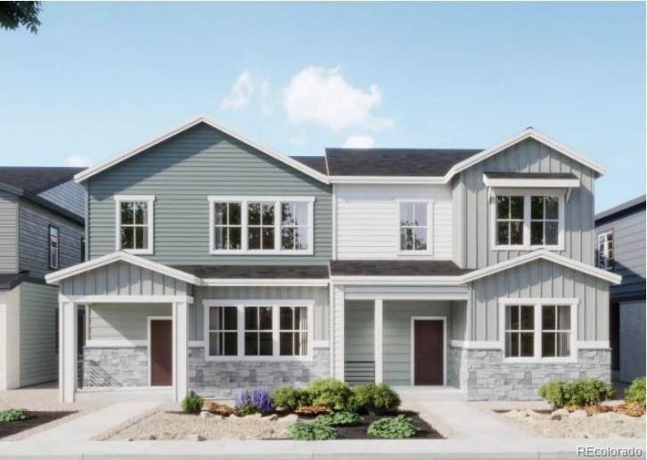 Welcome to this thoughtfully designed paired home in Harvest Crossing. This modern two-story duplex features 3 bedrooms, 2.5 bathrooms, a versatile loft, and a 2-car garage.The main level offers an inviting open-concept layout where the kitchen, dining area, and spacious great room blend seamlessly—ideal for both everyday living and entertaining. The kitchen features generous cabinetry and ample counter space while staying connected to the main living areas for a bright and functional feel.Upstairs, the primary suite provides a comfortable private retreat complete with an en-suite bath and generous closet space. Two additional bedrooms, a full bathroom, and a flexible loft create extra space for a home office, media room, or play area.Located in the Harvest Crossing community in Central Aurora, residents enjoy convenient access to parks, trails, shopping, dining, and major commuter routes. With easy access to the Denver metro area, this home offers a perfect blend of comfort, functionality, and location.