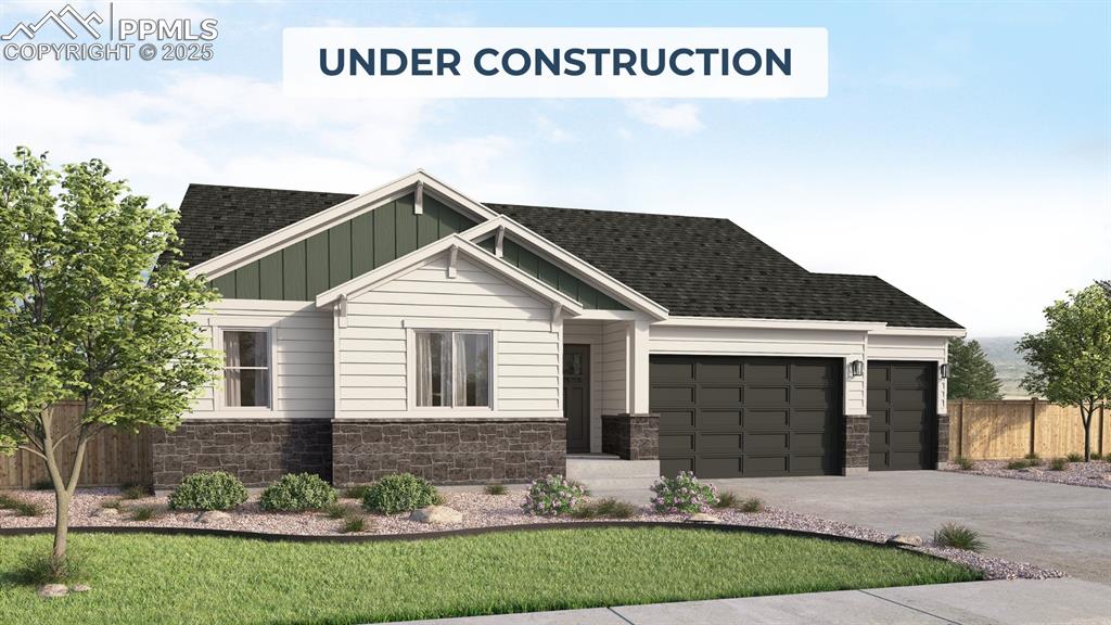 The Tenley is a beautifully designed single-family ranch home that combines spacious living with modern elegance. Situated on a nearly 1/4 acre homesite, this home offers 5 bedrooms, 3.5 baths, and 3,638 square feet of intentionally designed space - perfect for those seeking both comfort and style. The main level features an expansive open-concept layout where the kitchen, dining area, and great room seamlessly connect. The kitchen is equipped with a large island, ample storage, and premium Samsung appliances, making it a perfect space for cooking and gathering. Adjacent to the dining area, the covered patio provides an ideal setting for outdoor entertaining and relaxation. The great room is bright and inviting, featuring large windows that allow natural light to fill the space and a cozy fireplace that enhances its warmth. The primary suite serves as a private retreat, offering a spacious walk-in closet and an ensuite bathroom with dual vanities, a soaking tub, and a separate shower. Thoughtful details include Kohler fixtures and lighted mirrors with three color settings, adding a touch of luxury to your daily routine. 2 additional bedrooms, a full bath, and a convenient half bath for guests complete the main floor. The finished basement expands the living space with a spacious recreation room, 2 additional bedrooms, and a full bath. A 3-car garage adds extra storage and convenience. This home also includes modern smart home features like a video garage opener and a smart doorbell, providing both convenience and security. The craftsman-style exterior enhances the home’s curb appeal, while the Telluride interior package brings a refined touch with warm wood-toned cabinetry, elegant quartz countertops, neutral flooring, and stylish tile selections. Nestled in the scenic community of Monument, surrounded by breathtaking mountain views and outdoor recreation. With its perfect balance of style, comfort, and functionality, this is the home you’ve always dreamed of.