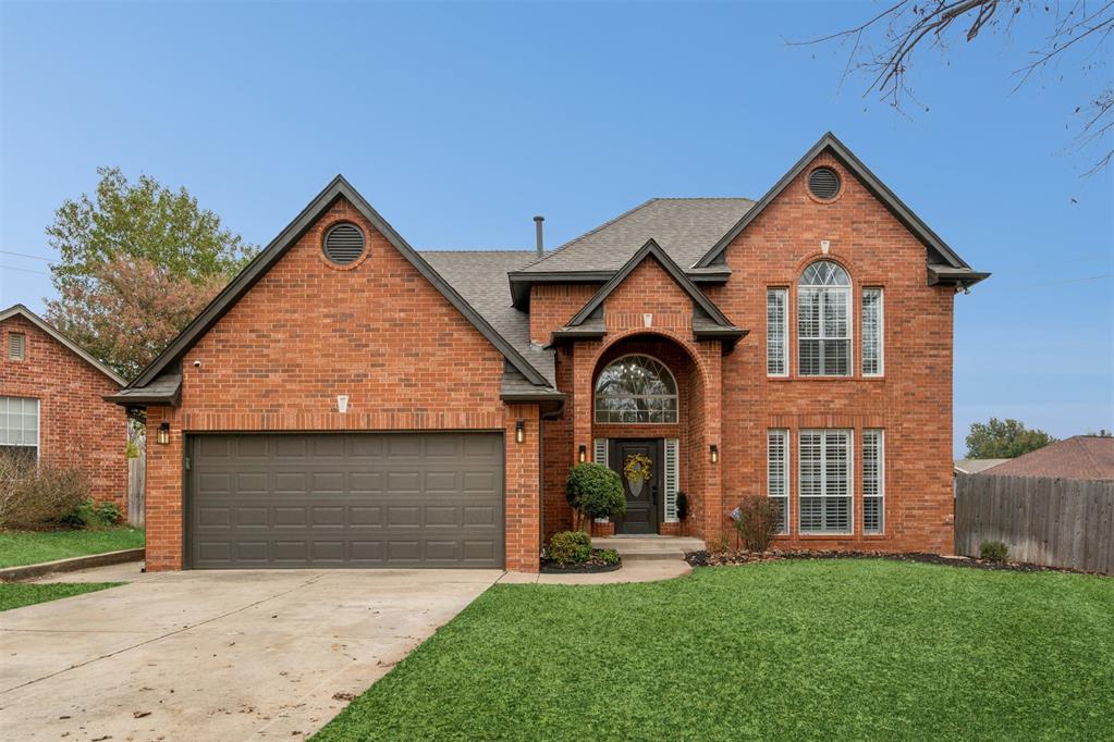 You are going to love this fully remodeled home, located on a large cul-de-sac lot in beautiful Rock Hollow Addition. Its prime location provides quick access to shopping, dining, and major highways. Stepping inside, you'll discover a bright and inviting layout that offers a mix of classic character and modern updates. To your left, you will see a grand staircase that leads up to the private living quarters and the charming overlooking catwalk. To your right, you will find living room #1 and a lovely formal dining room. Notice how much natural light fills the space. Straight ahead you will find living room #2 with its vaulted ceiling, welcoming fireplace, and arched flanking windows. From there you flow into a gorgeous kitchen with an eat-in nook, built-in desk, bayed sink window, 2 flexible islands, and large pantry. There is no shortage of flexible space on the first floor for relaxing and entertaining, and the downstairs powder bathroom is ideal for your guests. The main floor primary suite offers both privacy and convenience with a generous en-suite bathroom retreat. The laundry room rounds out the first floor. Heading upstairs you will find living room #3, perfect for a playroom, media space, homework station, home office, home gym... you name it! Three great-sized bedrooms share a gorgeous full bathroom. The recent improvements are almost too many to list: interior and exterior paint; new light fixtures throughout; new flooring throughout; fully refreshed kitchen with new countertops, backsplash, appliances, hardware, fixtures and lighting; renovated primary bathroom with new flooring, fixtures, countertops, tiles, and shower; new powder bath vanity, countertops, faucet, and fixtures; upstairs bathroom countertops and fixtures; landscaping improvements: tree removal, trimming, bed cleanup and shed removal. The roof is approximately 1 year old as well! This truly is a fully refreshed home in an established neighborhood. What's not to love!