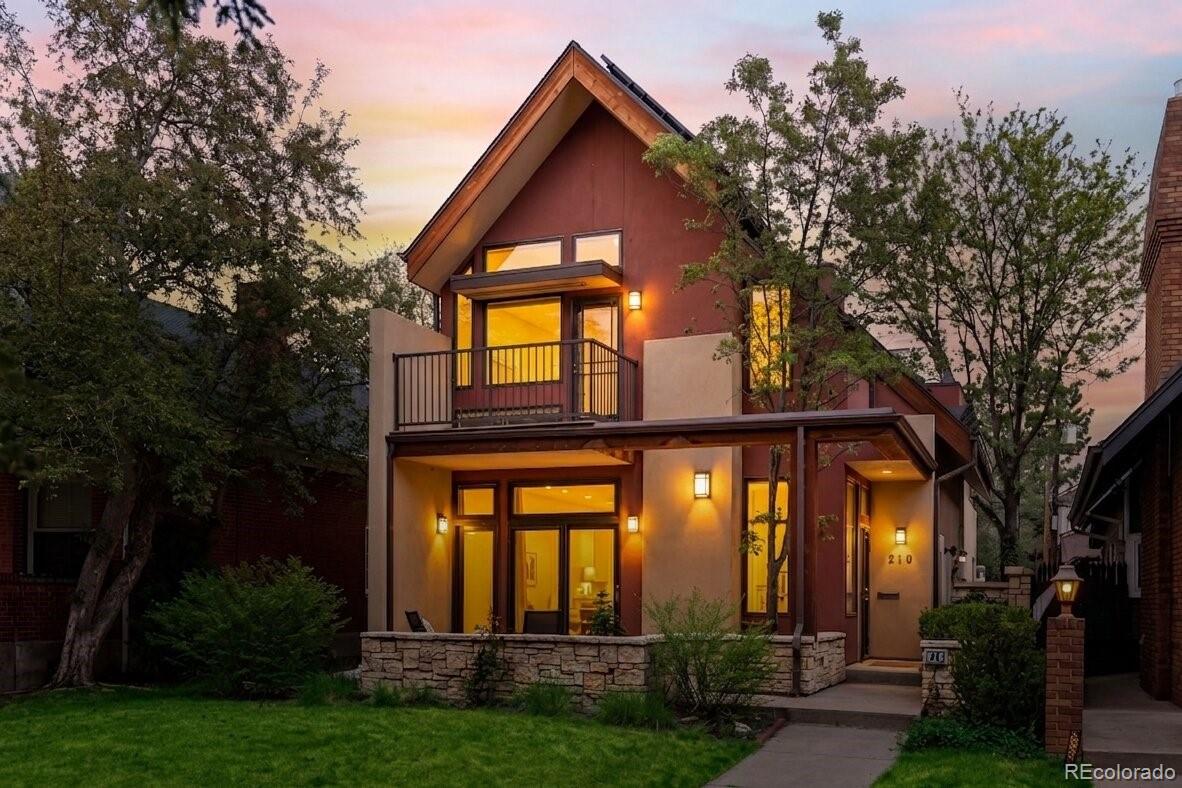 Just steps from Washington Park, this custom built home stuns with its light-filled spaces, inspired design, and energy-efficient construction. Expansive windows in all directions flood the home with natural light, highlighting the rich cherry lyptus hardwood floors and clean architectural lines. The 3,624 sq ft home offers 5 bedrooms (1 non-conforming) and 4 bathrooms, thoughtfully distributed across three levels plus a loft office, providing flexibility for a variety of lifestyles. The open-concept main level is both functional and inviting, featuring an eat-in chef's kitchen with den that flows to the dining space and living room with its cozy fireplace and front patio access. A 3/4 bathroom, mudroom, and attached 2-car garage add to everyday convenience. Upstairs, the primary suite impresses with soaring vaulted ceilings and a bright, airy feel, with two walk-in closets, ensuite bathroom with steam shower, and dedicated laundry room. Two additional upper floor rooms, one with an ensuite bathroom, offer flexible space for traditional bedrooms, office, or wet room/fitness space. The finished basement adds an expansive, secondary living area, with high ceilings, an abundance of natural light, 2 bedrooms and a full bathroom.Outdoor living is just as compelling, with multiple patio spaces on various levels. The private rooftop deck is perfect for yoga and relaxation, while the front and rear patios offer al fresco dining and enjoyment of the lush, low-maintenance landscape. High-efficiency home advantages include fully owned & solar panels, two Rinnai tankless water heaters, extra-thick walls, and premium windows. With its combination of newer construction, abundant natural light, and an unbeatable proximity to Washington Park, this is a rare opportunity under $2million in one of Denver’s most sought-after locations.