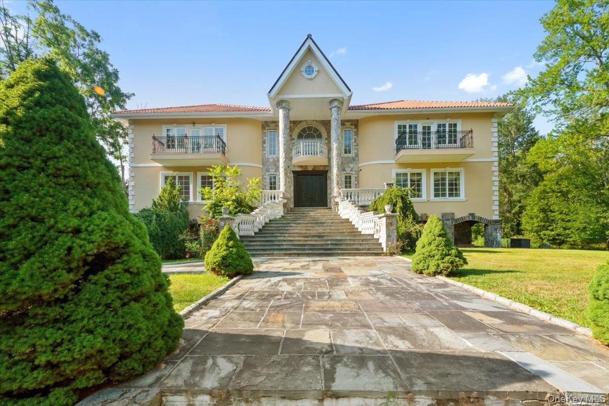 Prime Bedford estate on over 9 acres of open, level land with a small bridge crossing your private pond to enter. The property is private and secluded. The house has a perfect floor plan with gracious formal and family spaces for entertaining inside and out. Wine cellar that will impress the most experienced aficionados.  Each bedroom suit has its own private bathroom and Balconies. Plenty of room to add a pickle ball or tennis court.