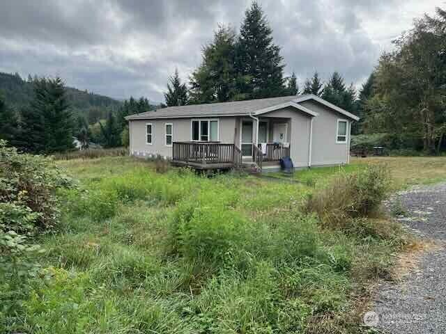 This newer three bedroom two bath manufactured home is located on a quiet gravel road off of Hwy. 12 and an easy 45 minute drive to either I-5 or White Pass.  The 1.25 acres needs a little TLC but has plenty of potential for a great garden area and a few critters.  Inside, the kitchen area has plenty of counter space, a breakfast bar and pantry along with plenty of cupboard space.  The large primary bedroom has its own bathroom with large shower.  The two secondary bedrooms are a good size as well.  The utility room has plenty of room for a freezer.
