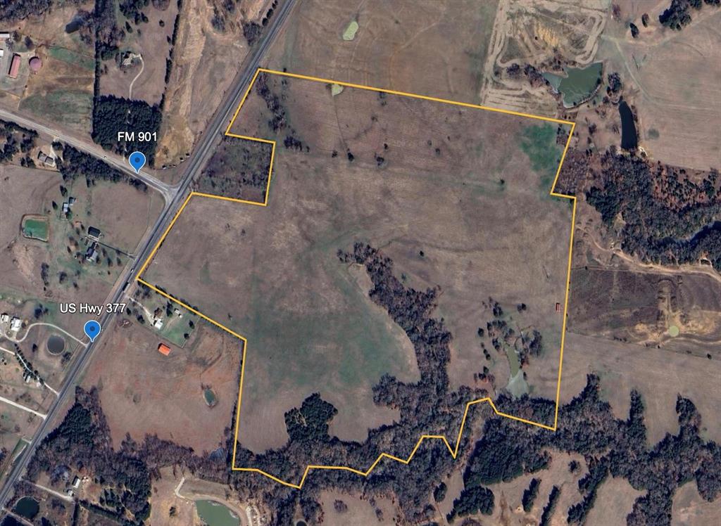 Location! Location! Location!   106 acres with Hwy 377 Frontage just a few miles from Lake Texoma, Cedar Mills Marina, & Walnut Creek Marinas.Water and electric available.  Property is gently rolling and has lots of possibilities for development.   Trees and a creek line the south side of the property and a few stock tanks are scattered around the property.   Property is fenced and currently used for grazing and hay production and currently has an AG exemption.