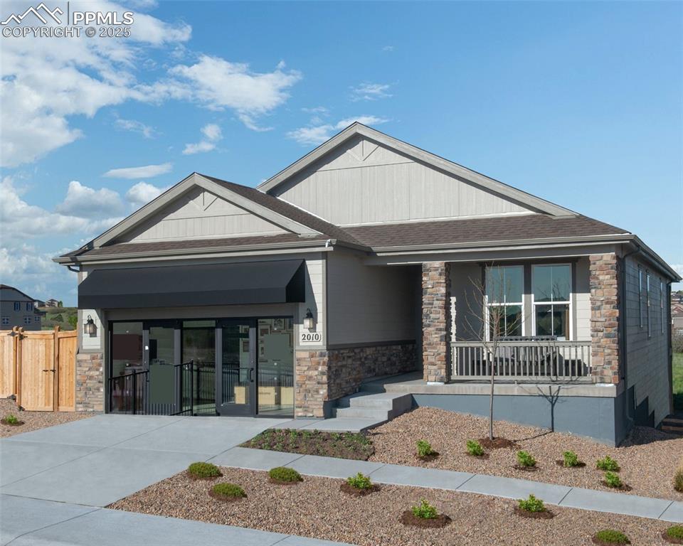 This ranch home has everything you will love about Terrain Oak Valley in Castle Rock.
This is one of our model homes and has a ton of upgrades and beautifully finished. Inside, discover an open floor plan with 9ft ceilings. This spacious great room for friends and family gatherings as you are able to walk directly out to the oversized covered deck which is an extension of living space. Cozy up to the modern gas fireplace full wrapped floor to ceiling with gorgeous tile.  The stylish kitchen boasts of a large island, 42-in. Whole House Timberlake Lausanne Full Overlay Cabinets, Calacatta Novello quartz counter tops and a gourmet kitchen. GE Profile gas stainless steel appliances include a frig and washer/dryer. The main floor primary suite showcases large walk-in closet, and a connecting spacious primary bathroom with a large seated walk in shower. The large walk-out finished basement adds an additional bedroom, bathroom & great room. The backyard is landscaped with additional patio and backs to open space. Welcome home as it is both nature and city, work and play, adventure, and leisure. Nature is right out your door. You can enjoy walking and hiking trails that wind through the entire community. If you just want to sit and relax, within walking distance is the Swim Club/pool. The Swim Club (Clubhouse ) is a warm gathering space, big screen TV, and fireplace. Terrain also offers the Dog Bone Park where you can unleash your 4-legged family members and let them run free. Also enjoy Wrangler Park with tennis courts, a picnic pavilion, playgrounds, and play fields. Centrally located on the plateau is Ravenwood Park with spectacular views, playground, and a long in-ground slide.
