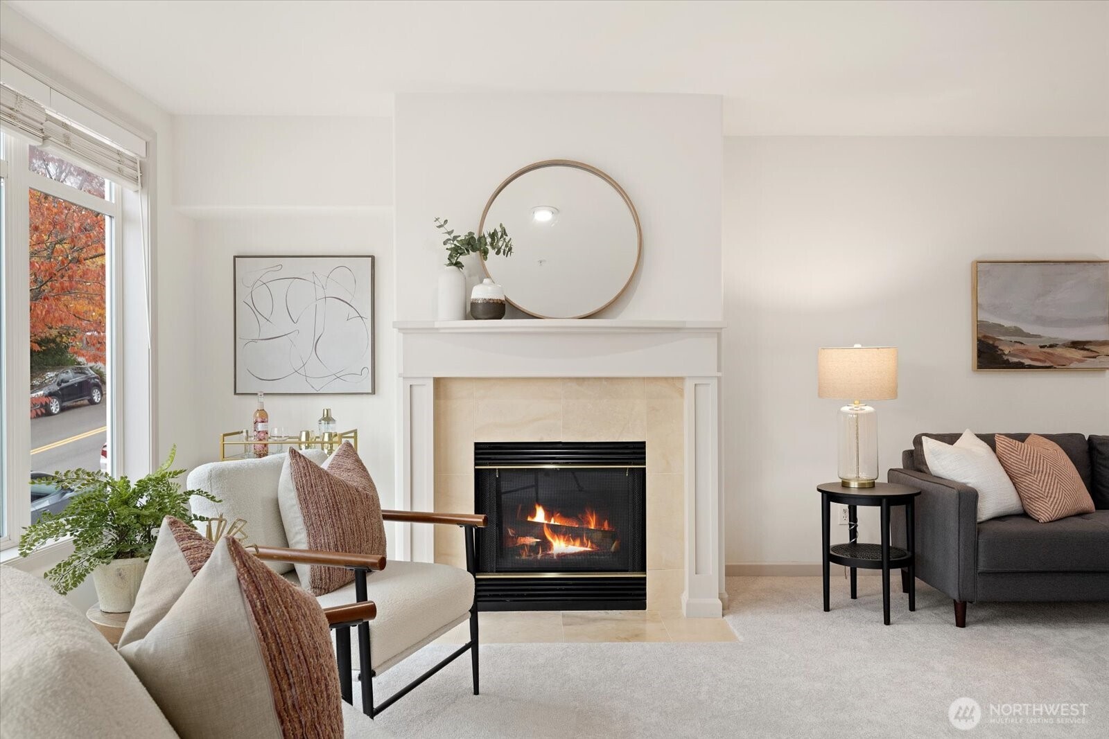 Experience the comfort and convenience of life at Brezza. This freshly painted, newly carpeted west facing unit w/central A/C is full of natural light. Partial views of Lake WA from the covered patio and primary suite. Generous kitchen with ample prep space & new stainless GE appliances. Great room with cozy gas fireplace, gracious primary suite w/oversized ensuite bath, ample closet space. Enjoy the laundry room with utility sink in this 2 bedroom, 1.75 bath unit. Unbeatable location in the heart of downtown Kirkland. Close to lake, shopping, Google, dining & major commuter routes. 2 secure parking spots, 2 storage units, ample building amenities incl. 2 rental guest suites. Pre-inspected & transferrable home warranty for peace of mind.