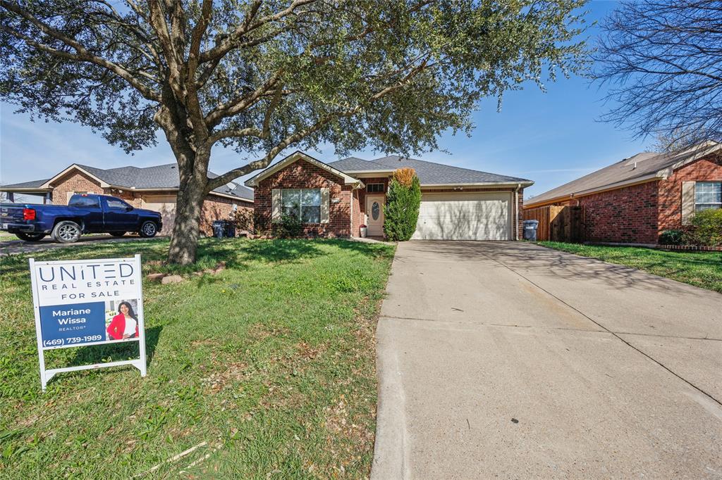 Charming and well-maintained single-story home located just minutes from Historic Downtown McKinney. This cozy brick home offers a bright open layout with beautiful tile flooring in the main living areas and wood flooring in the bedrooms, creating a warm and inviting feel throughout. The spacious living room features large windows that bring in abundant natural light and overlook the backyard. The kitchen offers generous cabinet storage, stainless steel appliances, and plenty of counter space, opening to a bright dining area with easy access to the backyard patio—perfect for everyday living and entertaining. The primary suite provides a comfortable retreat with a large walk-in closet and plenty of space for a sitting area or workspace. Additional bedrooms are well sized and versatile for guests, family, or a home office. Enjoy the private backyard with a patio area ideal for relaxing or hosting gatherings, plus a convenient storage shed. Additional features include a dedicated laundry area with built-in cabinetry, a two-car garage, mature trees, and attractive curb appeal. Located only minutes from downtown McKinney’s restaurants, shops, and entertainment, with convenient access to major highways for an easy commute.