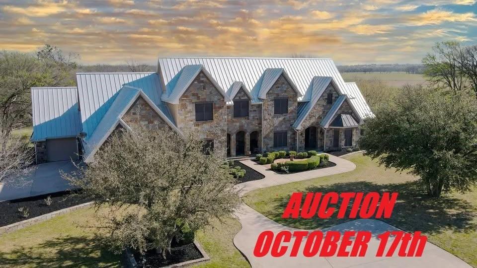 $500,000 IS THE OPENING BID FOR THIS 13AC EXECUTIVE ESTATE BEING OFFERED FOR SELL IN A LIVE AUCTION ON SATURDAY, OCTOBER 17TH AT 11:00AM. Auction Registration begins at 9am. The Live Auction will be conducted at the Property. The 13ac Property features a 6827' Custom Home with 6 Bedrooms, 4 Full Baths and Pool. Built in 2007 with no expense spared, upgraded amenities throughout. There's a circular driveway with a canopy of mature trees surrounding the house. Enjoy your privacy with shopping, dining, recreation, and entertainment nearby. Located just minutes from Denton and easy access to I-35, Dallas, Fort Worth and DFW Airport. ALSO SELLING THE PERSONAL PROPERTY including luxury furniture, furnishings, artwork, firearms and equipment. Sells AS IS. NO CONTINGENCIES related to Financing, Post Sale Inspections or Appraisals and NO OPTION PERIOD. 10% Buyer's Premium will be added to the High Bid to constitute the Total Contract Price. Buyer's Premium is paid the day of the Auction by Cash or a Personal or Business Check will be accepted when accompanied by a Bank Letter of Guarantee or other Proof of Funds. Remaining Balance is due on Thursday, November 19, 2026 by 5:00pm at Acrisure Title of Texas in Frisco, by Cash, Financing or a combination of both.