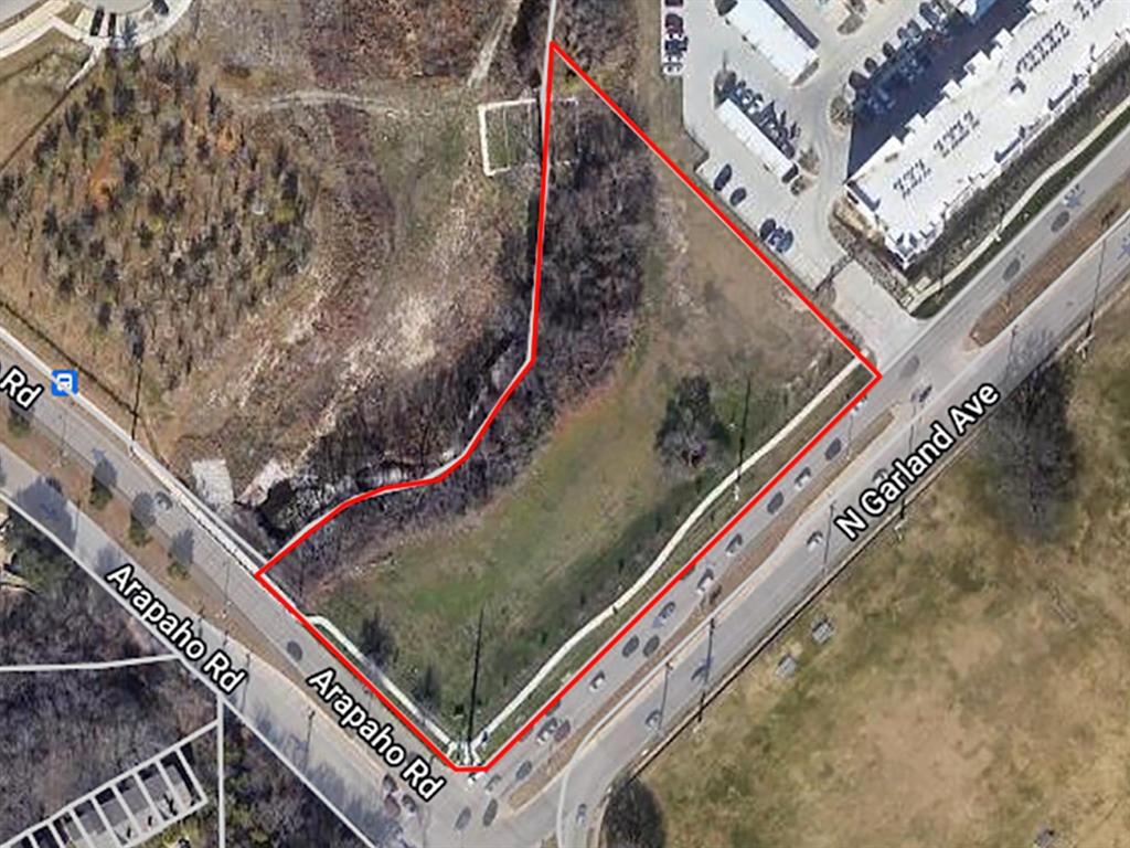 2.26 acre property at northwest corner of Arapaho Rd and N. Garland Ave. has great visibility and is located 1 mile south of PGBT! City sewer and water are adjacent to the site. Traffic counts are 20,000+ cars per day on Garland Ave. and 20,000+ cars per day on Arapaho Rd. Zoning in place for planned development neighborhood services (NS), convenience  store by right, fuel pumps allowed by SUP. Property is also available for a ground lease.
