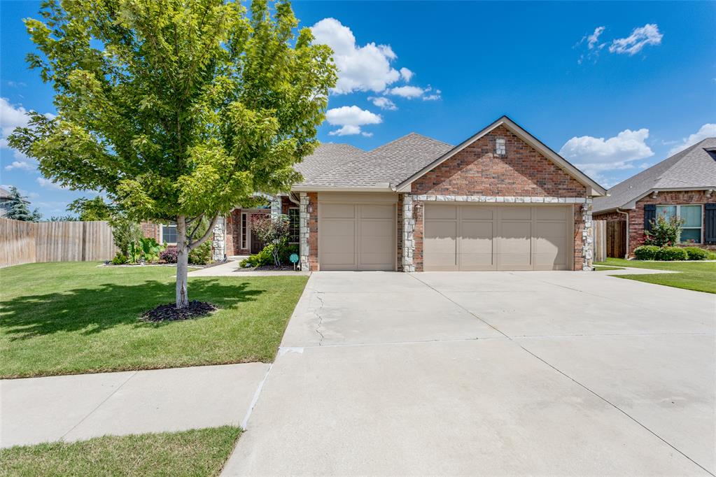 This beautifully cared-for home radiates pride of ownership from the moment you arrive. Set on a large, tree-filled lot—with seven trees thoughtfully planted by the seller—the property offers shade, privacy, and a warm, welcoming feel. Inside, the home features a true study, perfect for working from home or quiet reading. The living and dining, & primary suite showcase rich wood floors, adding warmth and elegance, while the guest bedrooms boast newer carpet and fresh paint for a crisp, updated look. Crown molding and faux wood blinds elevate the home’s style throughout.  The oversized primary bedroom is a true retreat, complete with a huge walk-in closet featuring custom-built-ins. The kitchen includes a new dishwasher, and we can't leave out the new garbage disposal & kitchen sink faucet.  The home is equipped with major upgrades buyers love, Roof replaced in 2023, New Gutters 2026, Tankless hot water tank 2023, French drains added in 2019, new Sprinkler valves & control box in 2026. The garage is just as impressive, offering an epoxy-coated floor, freshly painted garage doors and a storm shelter for peace of mind. Both front flower beds have been completely redone, giving the exterior a polished, magazine-ready look. Every inch of this home reflects the seller’s meticulous care and attention to detail. It’s truly move-in ready.  Best of all, you’re just a short stroll to the pool & playground.  This gated neighborhood offers privacy, security, and a perfect place to relax and enjoy the community. The home blends comfort, upgrades, and pride of ownership into one irresistible package.