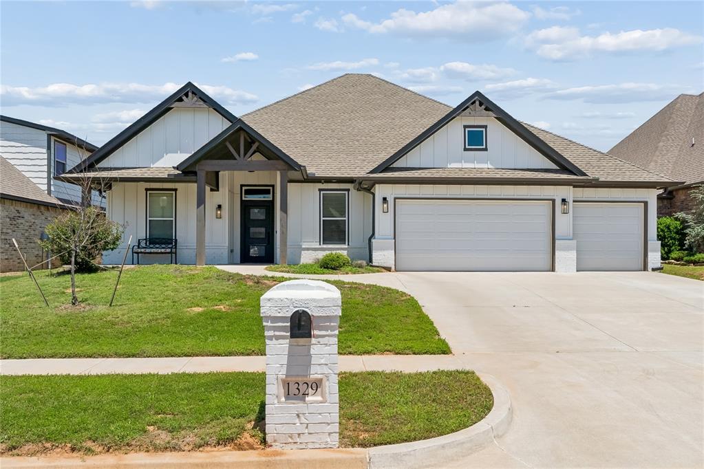*VA Assumable Loan 3.6% This stunning Craftsman style home in the heart of Norman offers 4 bedrooms, 2 full baths, and a powder room for guests with a thoughtfully designed open concept layout. Inside, you'll find soaring vaulted ceilings, abundant natural light, and stylish modern finishes throughout. The spacious kitchen features a massive marble island, shiplap accents, cabinet lighting, black hardware, and a farmhouse sink perfect for entertaining. French doors open to a versatile fourth bedroom or study, while a barn door leads to secondary bedrooms with a Jack and Jill bath. The luxurious primary suite includes a spa inspired shower, freestanding soaking tub, and a custom closet connected directly to the laundry room, then garage.