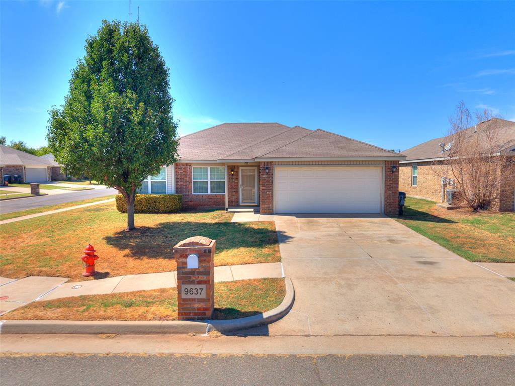 Welcome to 9637 Kylie Dr in Moore!  This well-maintained home offers comfortable living with updates throughout.  Enjoy durable ceramic tile throughout the main living areas with carpet in 2 bedrooms.  Recent improvements include a new roof to be installed in October and a freshly painted garage floor.  Move in Ready! Conveniently located and easy access to schools, shopping, dining, and major highways.