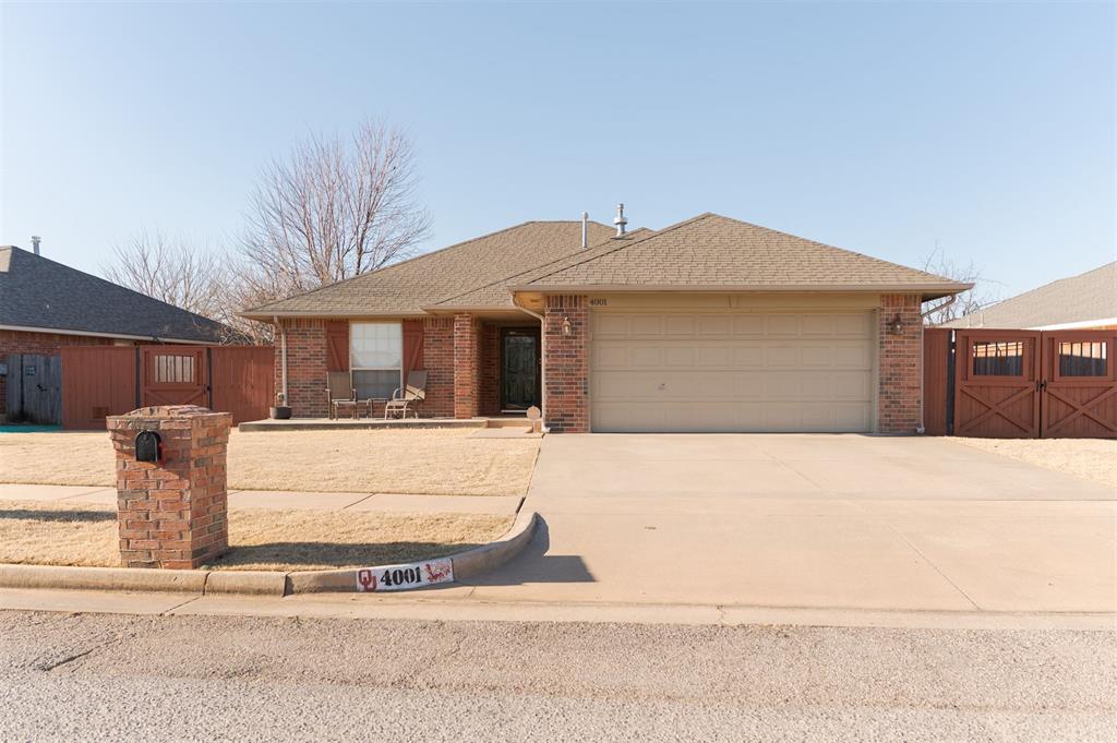Open House Sunday 2-4pm! New Year, new home! Welcome to this well-located home, conveniently situated near Will Rogers World Airport, easy i-40 access, and industrial employment hub, all while being located in the highly regarded Mustang School District. The home features an updated kitchen with beautiful granite countertops, ample cabinetry, and a large walk-in pantry, perfect for storage and entertaining. A spacious laundry room adds everyday convenience. The living area is warm and inviting, highlighted by a gas fireplace equipped with built-in fans designed to circulate warm air into the living room, creating a cozy and efficient space. The primary bedroom offers generous space and comfort that can fit a king-size bed, complete with a walk-in closet. Additional living spaces are thoughtfully laid out for functionality and comfort. Step outside to a nice backyard featuring a covered patio with LED lighting, ideal for evening gatherings. The yard also includes a storage shed and custom-built gates on both sides of the home, providing easy access and added convenience. This home combines location, thoughtful upgrades, and functional outdoor space—making it a great opportunity in South Oklahoma City.
