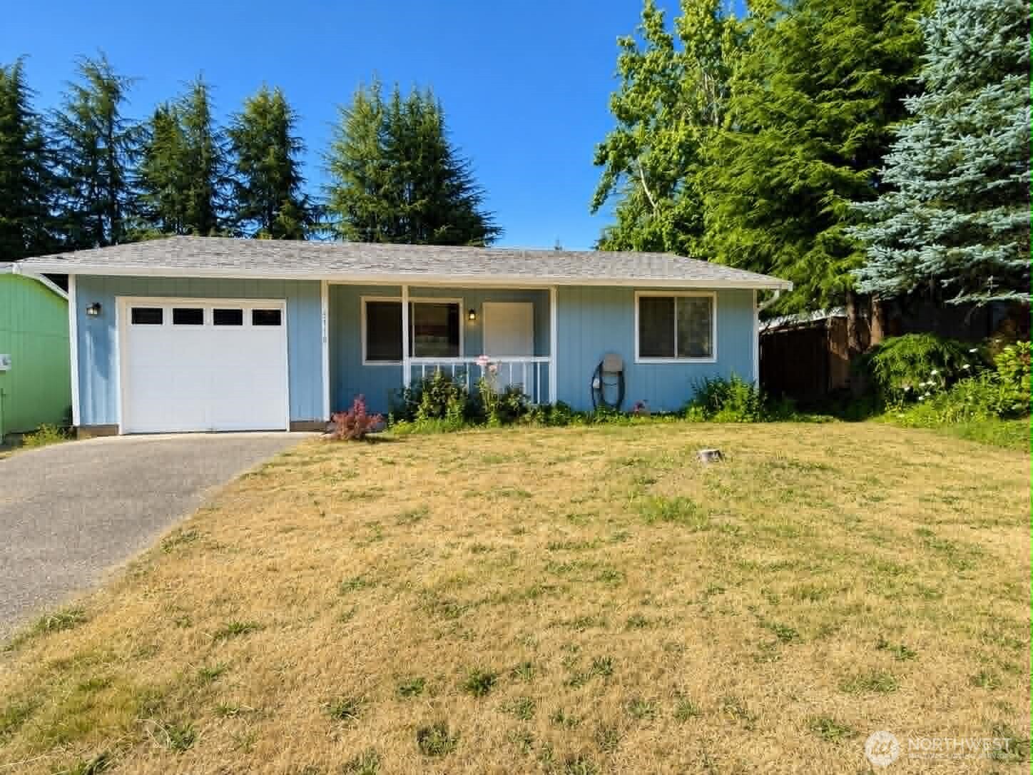 Welcome to this charming, move-in-ready home in desirable Northwest Olympia! Nestled near the end of a quiet dead-end street with minimal through traffic, this well-maintained 2-bedroom, 1-bath home offers comfortable single-level living in a peaceful setting. Fresh interior and exterior paint provide a bright, refreshed feel throughout.    Step inside to a spacious open living and dining area filled with natural light, creating an inviting space for relaxing or entertaining. The kitchen features granite countertops and offers a functional layout for everyday living. The sliding glass door opens to a covered patio and a fully fenced backyard featuring mature fruit trees, a storage shed, and plenty of space for gardening, pets, outdoor gatherings, or simply enjoying your own private retreat. The attached one-car garage provides convenient parking and additional storage.    Ideally located just minutes from shopping, dining, Highway 101, I-5, Evergreen State College, and nearby parks, walking trails, and waterfront recreation. Whether you're a first-time homebuyer, looking to downsize, or seeking an investment opportunity, this home offers comfort, convenience, and an excellent Northwest Olympia location. Don't miss your chance to own this move-in-ready Northwest Olympia gem!