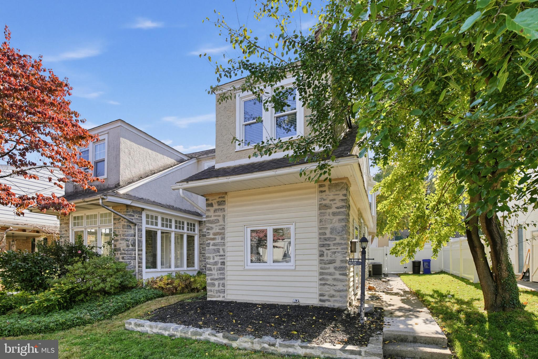 Welcome to 408 Hillside Avenue, a beautifully updated 4-bedroom, 1.5-bath twin home located in the heart of desirable Jenkintown Borough with a detached garage and off street parking! Offering a perfect blend of classic charm and modern updates, this home features spacious living areas, stylish finishes, and plenty of room to entertain both inside and out. Step inside to a welcoming entry foyer that leads through elegant French doors into a bright and inviting living room featuring a fireplace, beautiful flooring, and abundant natural light. The spacious dining room provides the perfect setting for everyday meals or entertaining guests, while the updated kitchen showcases white shaker-style cabinetry, Quartz countertops, a stylish tile backsplash, stainless steel appliances, and modern lighting. Upstairs, you'll find four bedrooms offering comfortable living space and flexibility for a home office or guest room. The finished basement provides additional living space, perfect for a family room, entertainment area, or recreation room. Throughout the home, you'll appreciate the updated flooring, neutral finishes, and thoughtful details. Step outside to enjoy the private, fenced-in rear yard featuring a patio area ideal for outdoor dining, relaxing, or entertaining. A detached rear garage and additional off-street parking provide convenience and a valuable feature in this established neighborhood. Situated in sought-after Jenkintown Borough, this home offers convenient access to local restaurants, shopping, parks, public transportation, and major roadways. With its combination of updated interiors, generous living space, private outdoor areas, and off-street parking, 408 Hillside Avenue is a wonderful opportunity to enjoy everything Jenkintown has to offer. Schedule your showing today!