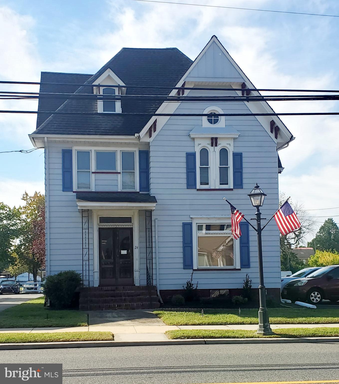 Current active physician office -Commercial/Residential, sits on a 14000+/- sq.ft. lot, located on US Route 40 in the center of Woodstown Borough. Traffic is 14,000 +/- vehicles per day (please check for current count at www.nj.gov).  Lot maintenance is by the Woodstown Diner. Documents on file.  The Office is a 3500+/- sq.ft. Victorian-style with 11-rooms, 9-ft ceilings, hardwood floors, ornate carved chestnut staircase, pocket doors, 1-1/2 baths (upstairs full bath needing remodel). Newer roof & hot water heater. Wired for Front Sign.   Also has the potential to become a single-family home or a duplex. Being sold "As-Is" with the Buyer being responsible for any and all permits, Certificate of Occupancy and repairs. Again, please check with the Woodstown Zoning Office on the complete list of uses. Buyer's agents always welcome!