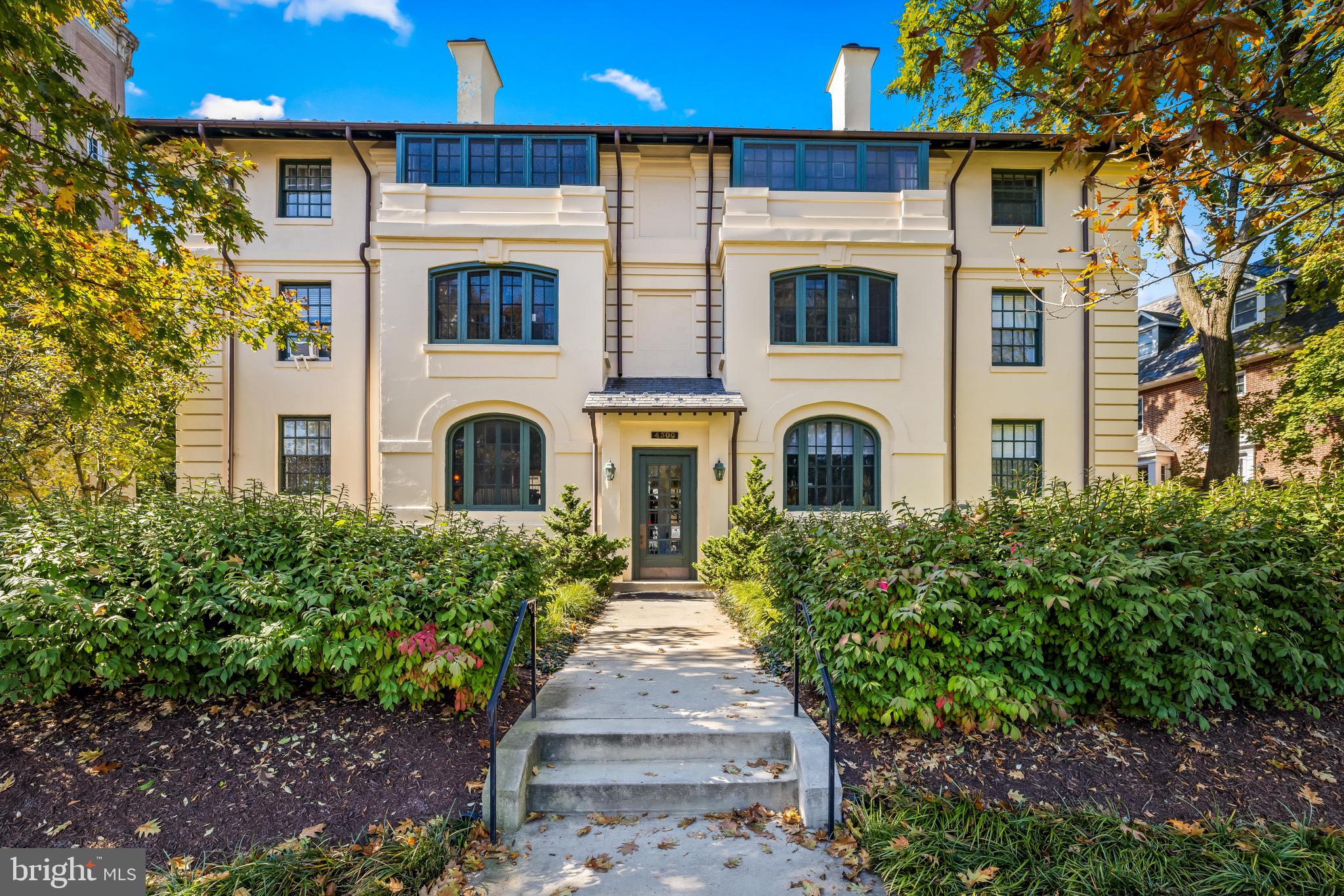 Enjoy the tree-topped view from Unit 302’s third floor sunroom. The historic Roland Park neighborhood was still in its infancy when the 4300 Roland apartments were built in 1920. The building’s elegant beaux-arts symmetry is understated by way of an arts & crafts influence with a hedge perimeter framing the manicured surround. Beside this perfect stucco collection of right angles, calming verticals and tiered horizontals, the beloved Roland Park Water Tower sits. The restored beaux-arts monument has watched over the University and Roland intersection for a near quasquicentennial. Unit 302 comes with the timeless and storied aesthetics of both the building and the neighborhood. With original oak hardwood floors and the millwork from a bygone height of hand craftsmanship, the living room, warmed by a woodburning fireplace and lit from the adjacent sunroom, opens to a formal dining. A kitchen with separate entrance, uses the geometry of the building to maximize storage and surface area. Two bedrooms, with dual-window, corner exposure, flank the full bath where the timeless charm continues via the meticulous tile grid and period finishes. A conveniently placed, separately deeded parking space is in the rear and a secure storage area is perfect for one’s seasonal needs.