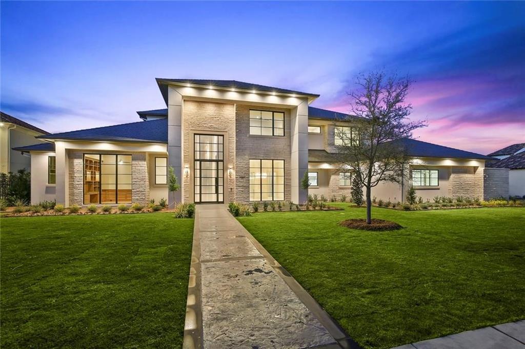 A Modern Contemporary Estate with Timeless Design and Panoramic Golf Course Views. Situated on a pristine 0.75-acre lot overlooking the award-winning Arnold Palmer Signature Golf Course at Twin Creeks, this five-bedroom custom estate is the epitome of luxury living. Designed with a modern-contemporary aesthetic, the home seamlessly blends timeless elegance with striking architectural detail. From the moment you enter, you’re greeted by a dramatic mosaic stone feature wall and a floating glass staircase that sets the tone for the exceptional quality throughout. A robust study with built-ins, and French doors. The residence showcases hand-selected designer light fixtures, natural stone and wood flooring. The expansive gourmet kitchen anchored by an expansive quartz island features top-of-the-line stainless steel appliances, superior custom cabinetry, and gas cooktop provides a chef-grade experience. Entertain with ease thanks to a first-level media room, separate wet bar, and open-concept living spaces designed for flow and function. The main floor also includes a luxurious primary suite with views to the oasis style -pool and golf course that carves a tree-lined view and privacy. You will also find a guest bedroom suite on the first level, ideal for guests or in-laws. The second level provides a game room for family entertaining and additional spacious bedrooms. The Bonus Room on 2nd level as optional 6th bedroom, bathroom or home gym. Step outside to your private oasis featuring a custom-designed pool and spa, eye-catching fire pit and a fully equipped outdoor kitchen with grill and fireplace—perfect for year-round entertaining. Located in a private gated enclave within Twin Creeks, this estate offers unparalleled privacy and direct access to one of Texas’s premier golf destinations. Enjoy easy access to top-tier amenities including Legacy West, Stonebriar Country Club, and The Star in Frisco. Freeways.