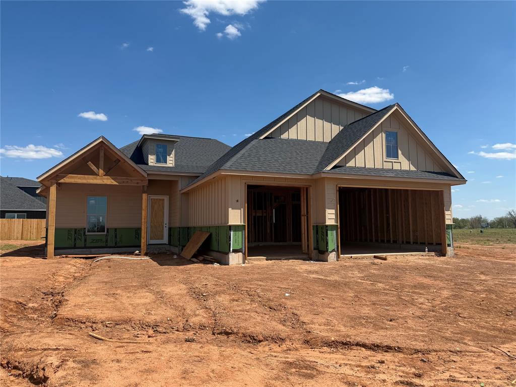 Brand-new, beautifully designed 4-bedroom, 3-bath home offering 2,488 square feet of thoughtfully crafted living space, to be completed and move-in ready this summer. From the moment you walk in, you’re greeted by a stunning fireplace that anchors the main living area and sets the tone for the home’s elevated design. The kitchen is truly the heart of the home, featuring an oversized island with double sinks, a gas cooktop, built-in ovens, a large walk-in pantry, and abundant cabinetry, perfect for both everyday living and entertaining. Wood-look tile flooring flows through the main areas, combining durability with a warm, modern aesthetic. The primary suite is a private retreat, complete with a soaking tub, separate walk-in shower, dual vanities, and an expansive closet that conveniently connects to the utility room. Upstairs, a versatile bonus room offers the perfect space for a second living area, media room, or home office. Storage is a standout feature throughout, with multiple linen closets and thoughtfully placed storage spaces designed to keep everything organized and out of sight. Step outside to a huge covered back patio, ideal for relaxing evenings or hosting gatherings year-round. Additional features include a sprinkler system and tankless water heater for efficiency and convenience.  This gorgeous home is located in the desirable community of Sanabria, a quiet and peaceful neighborhood equipped with a fitness center, resort-style pool and only minutes from Norman, Downtown OKC, Edmond and Tinker Air Force Base and in the Moore School District. **$10,000 Builder Incentive, plus ask about additional incentives with preferred lender!**