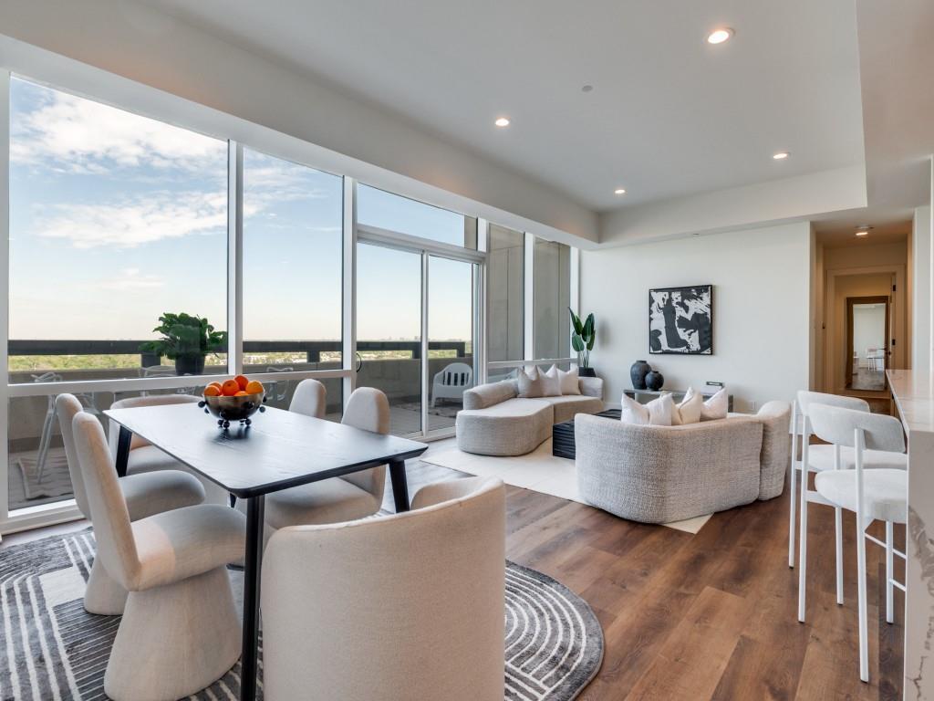 Experience elevated urban living in the heart of Dallas with quick access to I-35, US-75, and the Dallas North Tollway. This high-rise residence offers breathtaking panoramic views of the Dallas skyline and beyond, creating a stunning backdrop both day and night.The kitchen has been recently updated and enhanced with a dining pantry and wine bar, ideal for both everyday living and entertaining. Additional updates include flooring, lighting, and fresh paint throughout, giving the home a clean, modern feel.Enjoy a true lock-and-leave lifestyle just moments from Uptown, the Katy Trail, The Quadrangle, and premier destinations like the Crescent, offering access to dining, pool, and social club. Move-in ready and perfectly positioned, this home combines convenience, style, and incredible views in one exceptional opportunity. Building has work out facility, conference room, concierge,  and 2 guest suites for when you have visitors!