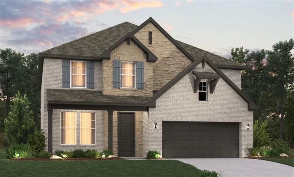 MLS# 21397532 - Built by Ashton Woods Homes - October 2026 completion ~ New two-story home by Ashton Woods located in Justin, TX features the Noir Collection, showcasing high contrasts and gold finishes. Enjoy the open kitchen-living-dining in the heart of the home plus a formal dining room or study enclosed with French doors just off the foyer. An eat-in island with abundant countertop space, stainless steel appliance package, and a walk-in storage pantry face the breakfast nook and family room with views of the covered patio and backyard. First-floor primary suite with vestibule entry and backyard views features a spacious walk-in shower with glass enclosure, a luxurious garden tub, a dual sink vanity, and an ample walk-in closet. The enormous game room takes center stage upstairs surrounded by four, secondary bedrooms each with their very own walk-in closet, and two full bathrooms. A full sprinkler system, landscaping package, and much more are all included in this new energy efficient home by Ashton Woods. Representative images and renderings are for illustrative purposes. Actual structural options and design finishes of home may vary.