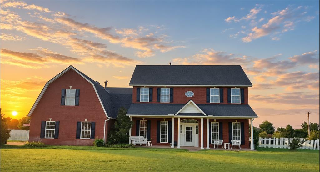 This beautiful Colonial Farmhouse sits on over an acre in a gated community, just 1.5 miles from the highway and close to shopping. Custom designed for the lot, it offers over 5,000 sq. ft. of covered space, including 3,281 sq. ft. of living space, a 600 sq. ft. heated/cooled four-seasons room, 200 sq. ft. gym, and oversized 3-car garage. The HOA pool is less than a minute’s walk away.A spacious great room with soaring ceilings and custom oversized gas fireplace flows into the kitchen and sunroom. The gourmet kitchen features a large island, banquet table with bench storage, pantry, home office, Maytag appliances, vegetable sink, TV cubby, and desk with hidden storage. Coffee-colored granite, travertine backsplash, brick accents, custom maple cabinetry, and high-end finishes add timeless character.The home offers 4 bedrooms plus a study, 3 full baths and a powder bath. The large primary suite accommodates a king-size bed and includes a private balcony. The study connects to an oversized bath with wide doorways, offering flexibility for a parent’s suite or additional bedroom. Additional highlights include formal dining with French doors, large mudroom with Kohler porcelain wash sink and storage, hardwood floors, maple staircase, travertine tile, crown molding, solid-core doors, casement windows, wainscoting, custom wallpaper, Kohler baths, and designer lighting.Features include Culligan whole-house and reverse-osmosis filtration, city water, aerobic septic, fully fenced backyard, extra driveway parking with basketball goal, and insulated vinyl siding. Recent updates include roof, gutters, interior paint, select carpet, dual-fuel HVAC, aerobic septic component housing, faucets, and garage door opener.Every lot in this friendly neighborhood is an acre or more, creating a peaceful setting for walking or biking. Plenty of room for a private pool, or enjoy the HOA pool. Move-in ready with a short closing available.