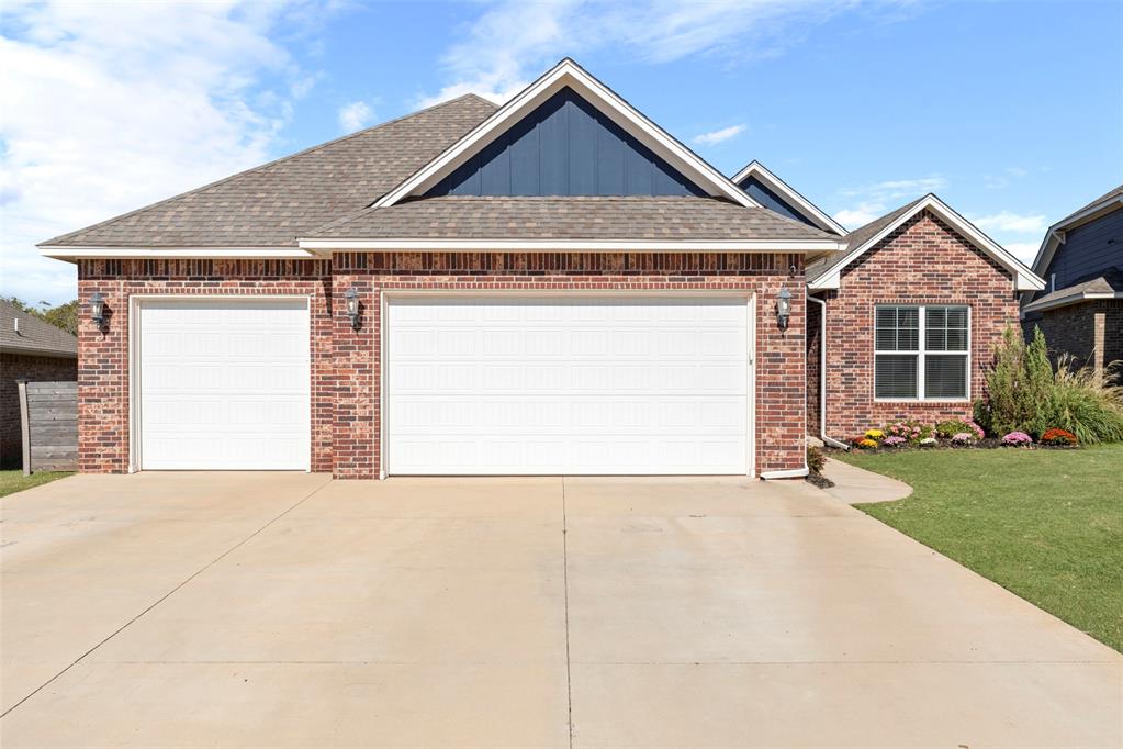 Welcome to this like-new 3-bed, 2-bath home built in 2020! Step inside to find beautiful wood-look tile flooring flowing through all the main living areas, with plush carpet reserved for the bedrooms. The heart of the home is the kitchen, complete with sleek quartz countertops, stainless steel appliances, a gas range, walk-in pantry, and an abundance of counter space—perfect for cooking or entertaining.

The primary suite is a true retreat, featuring dual vanities, a large walk-in shower, an oversized soaking tub, and a huge walk-in closet. Secondary bedrooms are nicely sized and privately split from the primary suite, while the guest bath impresses with a spacious vanity and stunning tile shower.

Out back, enjoy the peace and beauty of a heavily wooded view with no rear neighbors—your own private escape. The backyard has a natural slope that gives you elevated views of the gorgeous wooded area and enhances your privacy—no flat, cookie-cutter yard here! If you decide the slope isn't for you, A lot of homeowners here have used it to their advantage. Some have built out beautiful decks or stone patios that overlook the wooded area, others have added terraced gardens or play spaces. The slope also means you have more privacy because it tucks the backyard away from view. It’s really a blank canvas—depending on what you’d like, you could make it a low-maintenance retreat or design your own outdoor oasis. For added safety, there is an in ground storm shelter in the garage!

Beyond the home itself, the neighborhood is a real gem! Here you’ll find fantastic neighbors, community parades for holidays, a park, a stocked pond, and even food truck nights. It’s more than a home—it’s a lifestyle.